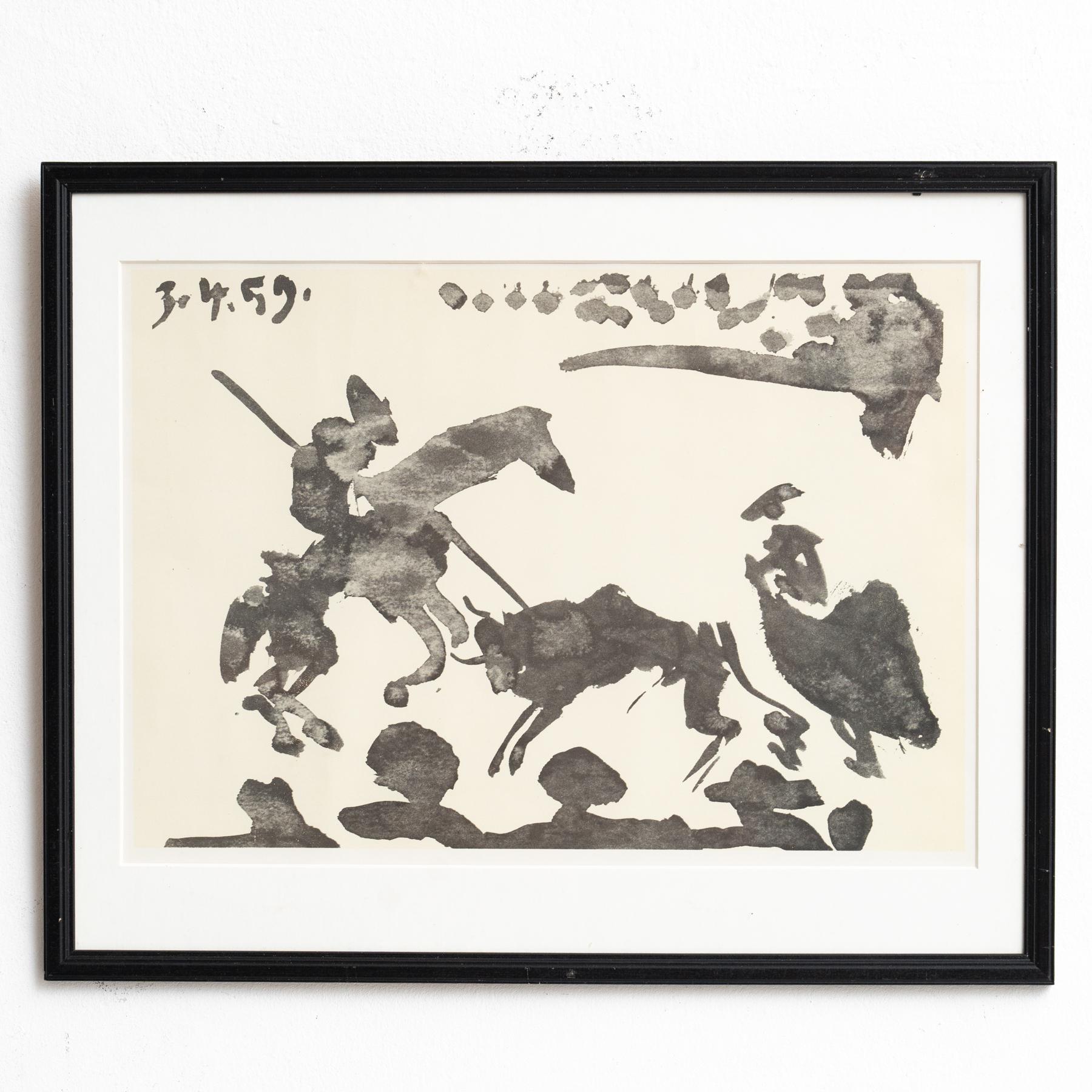 Dibujo de Picasso Impresión en blanco y negro Francés en venta