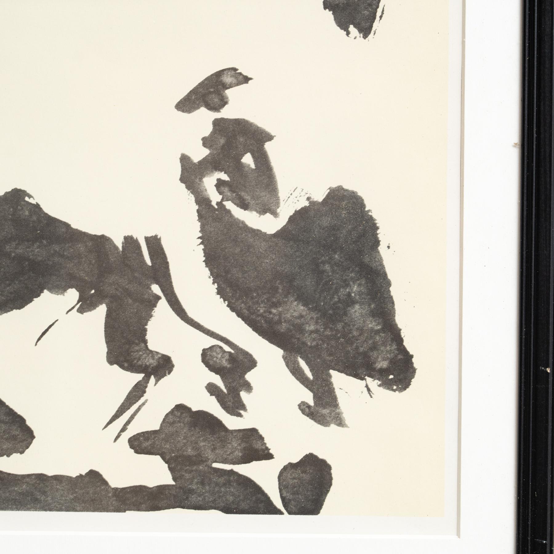 Dibujo de Picasso Impresión en blanco y negro finales del siglo XX en venta