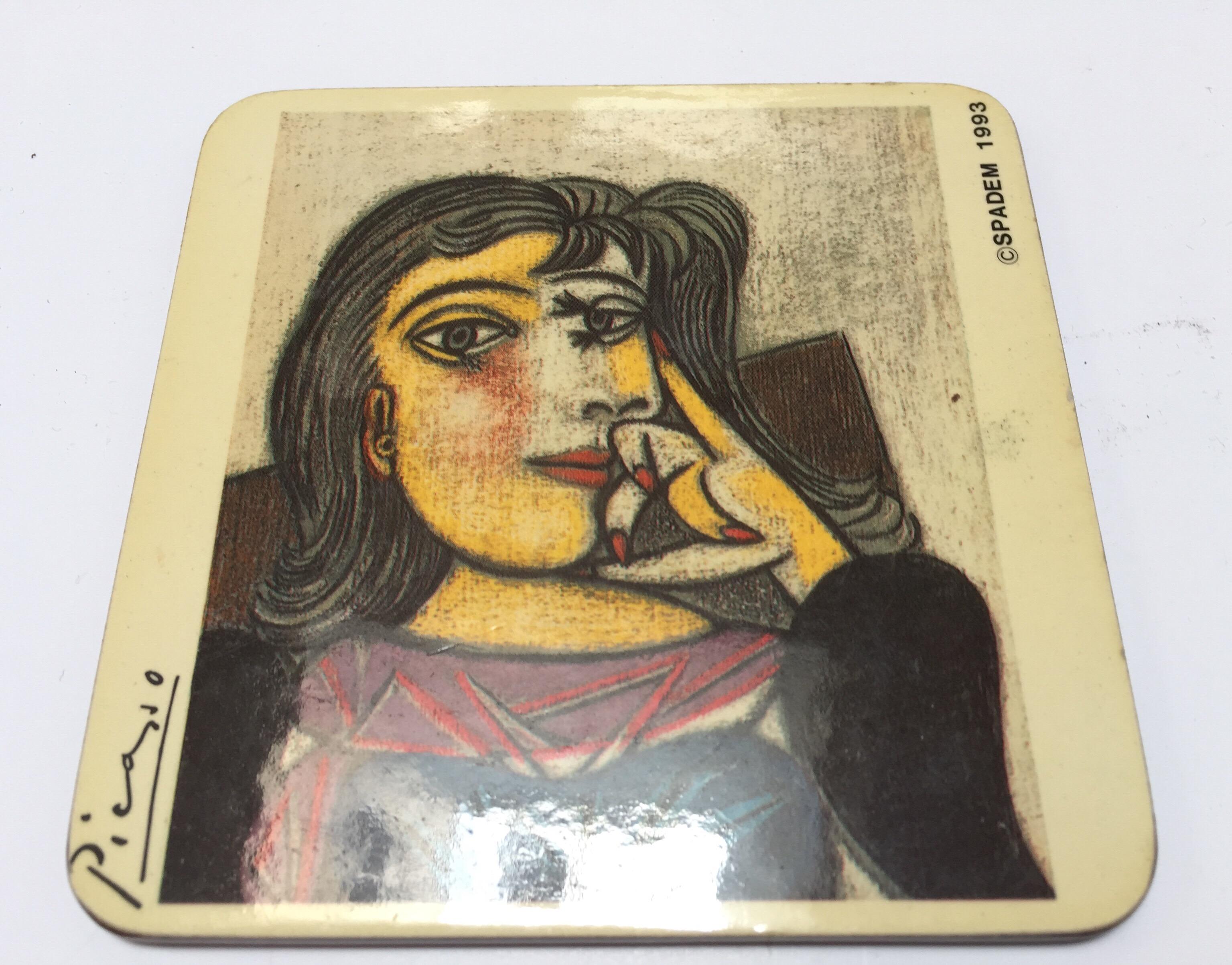 Modern Picasso Drink Coasters in Box by S.P.A.D.E.M, Paris