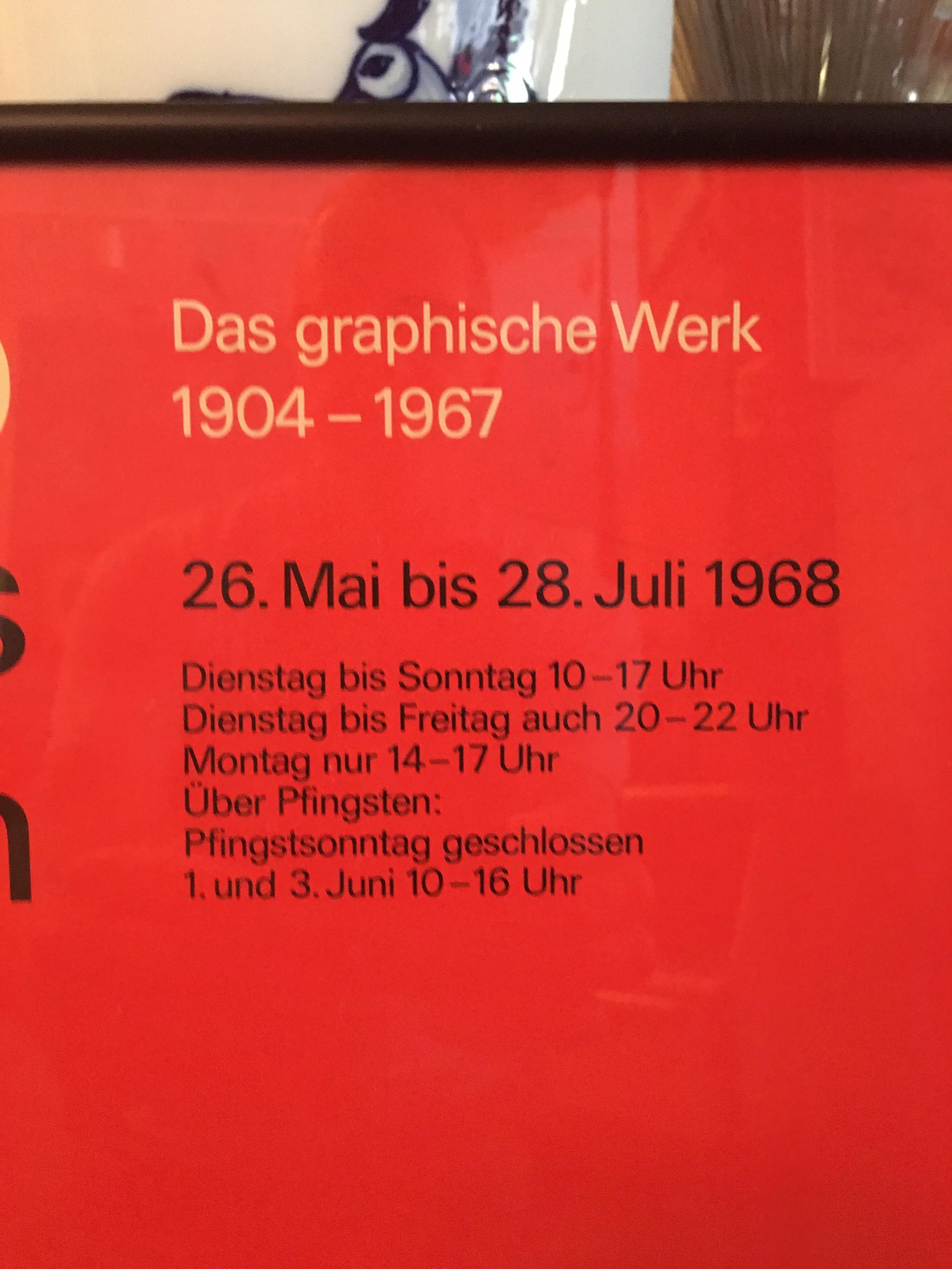 Swiss Picasso Exhibition Poster 1968