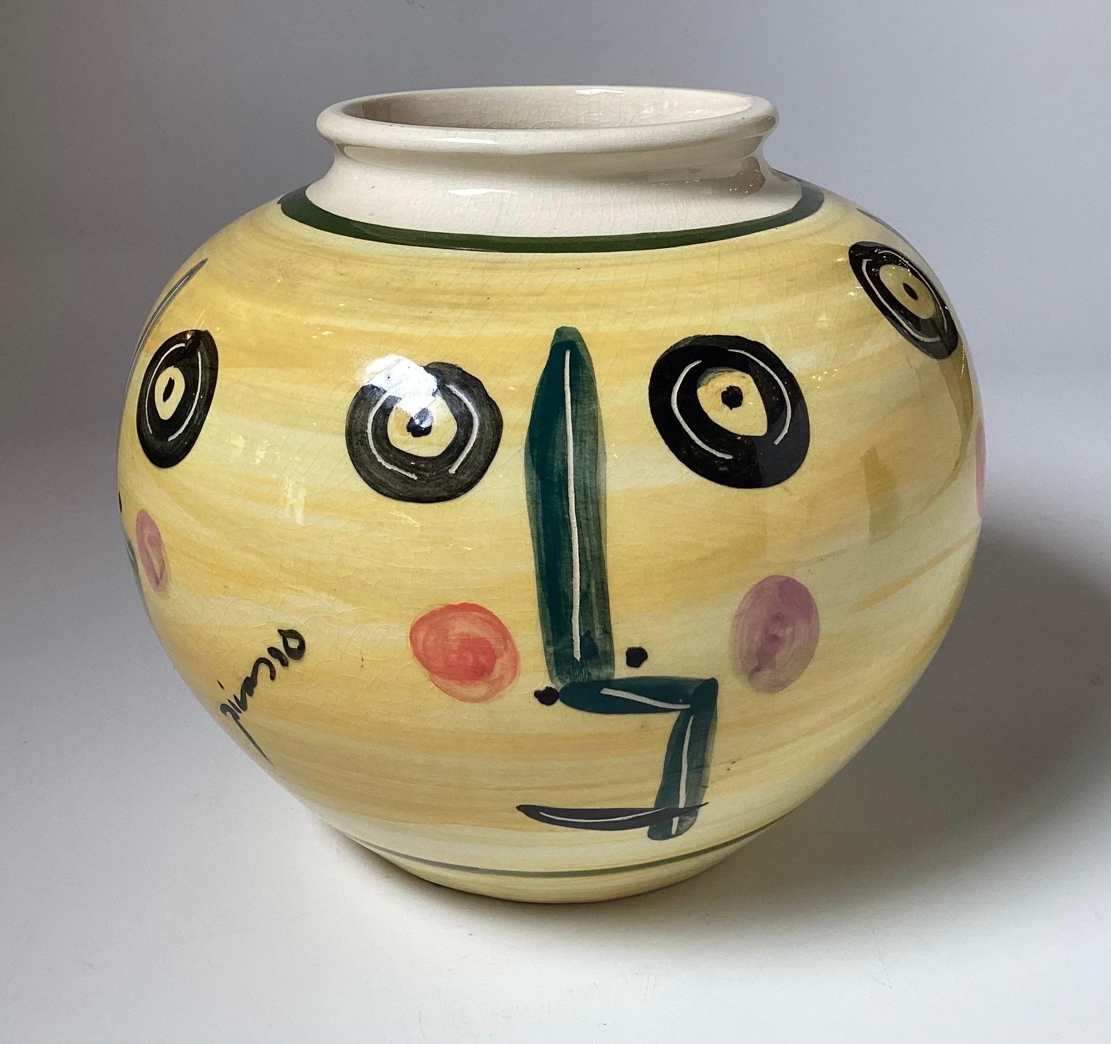 Postmoderne Vase à visages de Picasso de la fonderie Padilla, années 1970 en vente