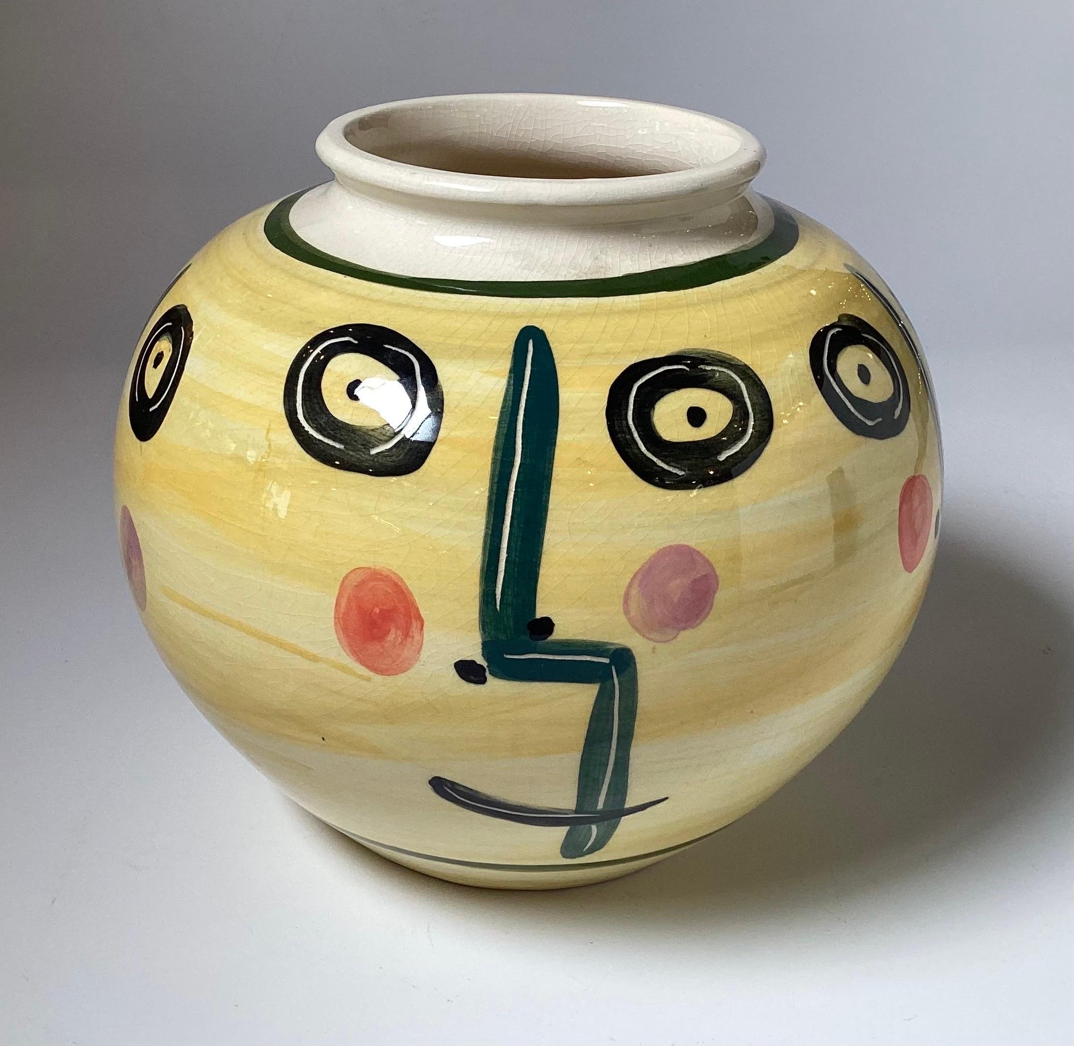 Mexican Picasso Faces Vase Padilla Foundry 1970's For Sale