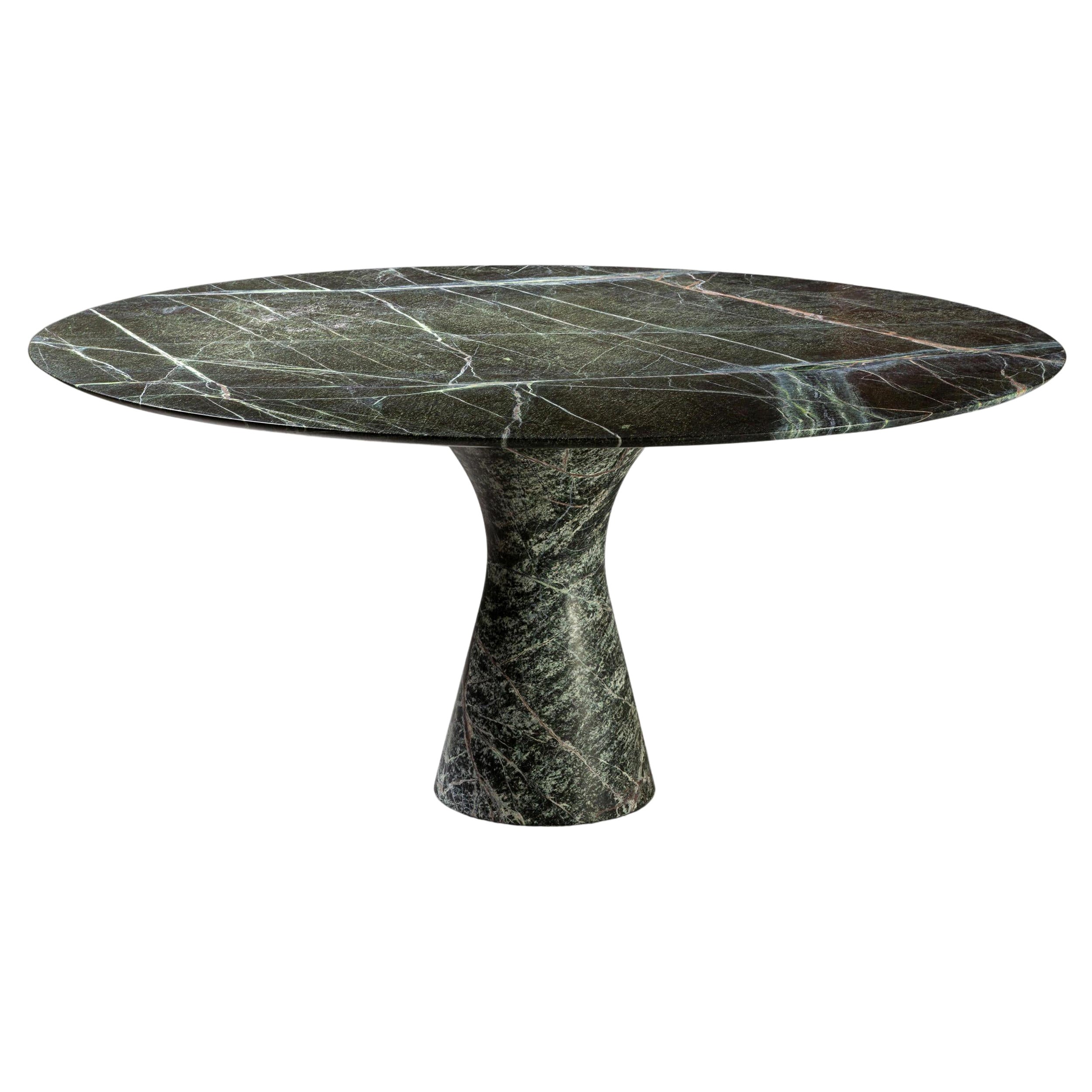 Mesa Redonda Baja Contemporánea de Mármol Verde Refinado Picasso 27/100