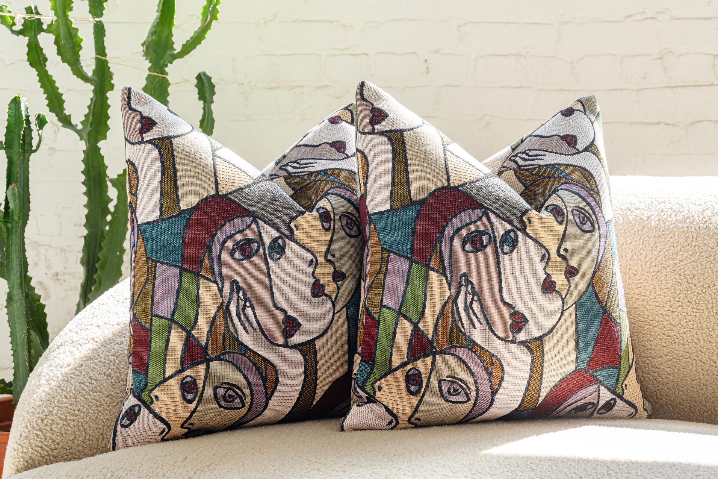 Modern Picasso Inspired Throw Pillows by Nicholas Wolfe For Sale