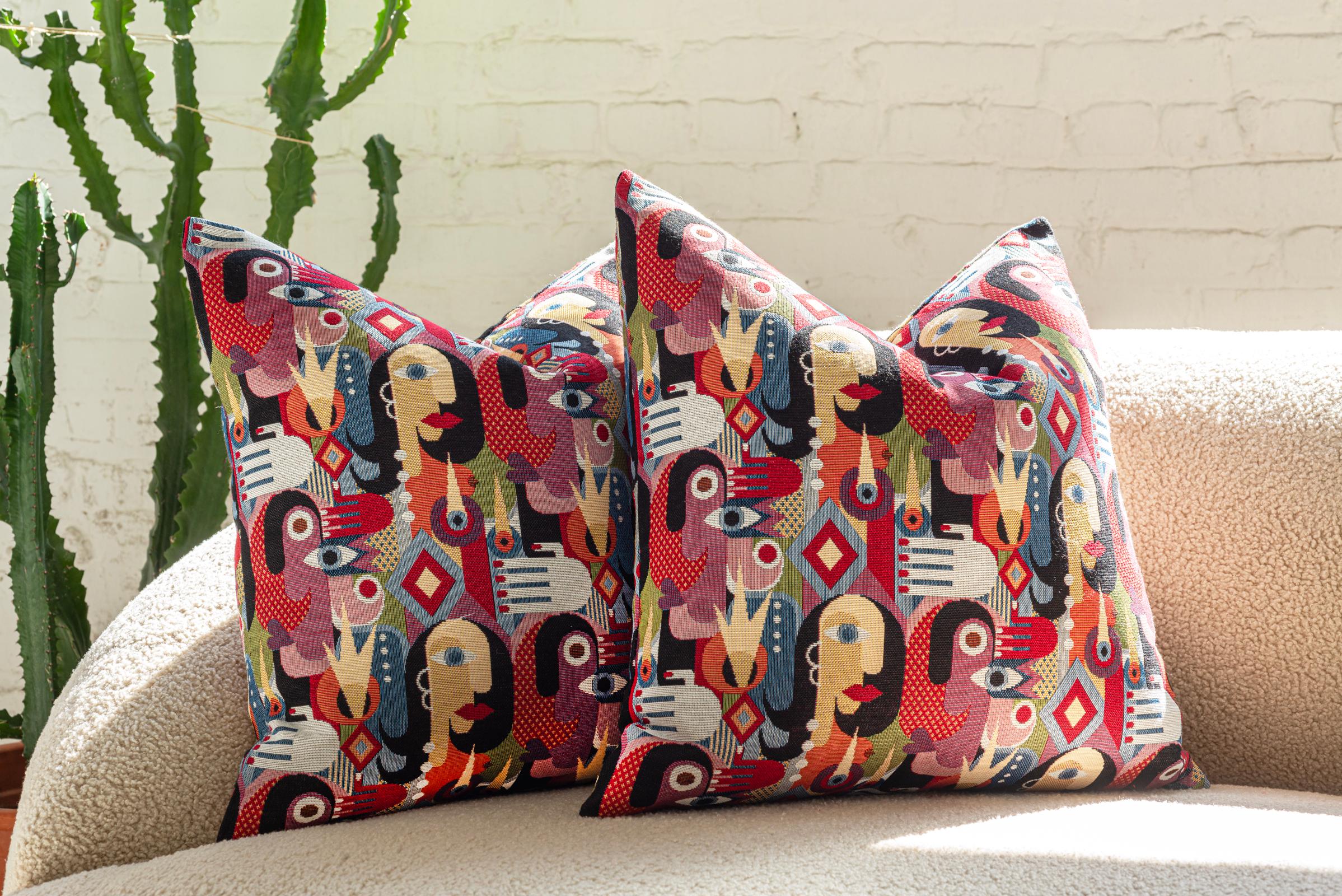 Modern Picasso Inspired Throw Pillows by Nicholas Wolfe For Sale