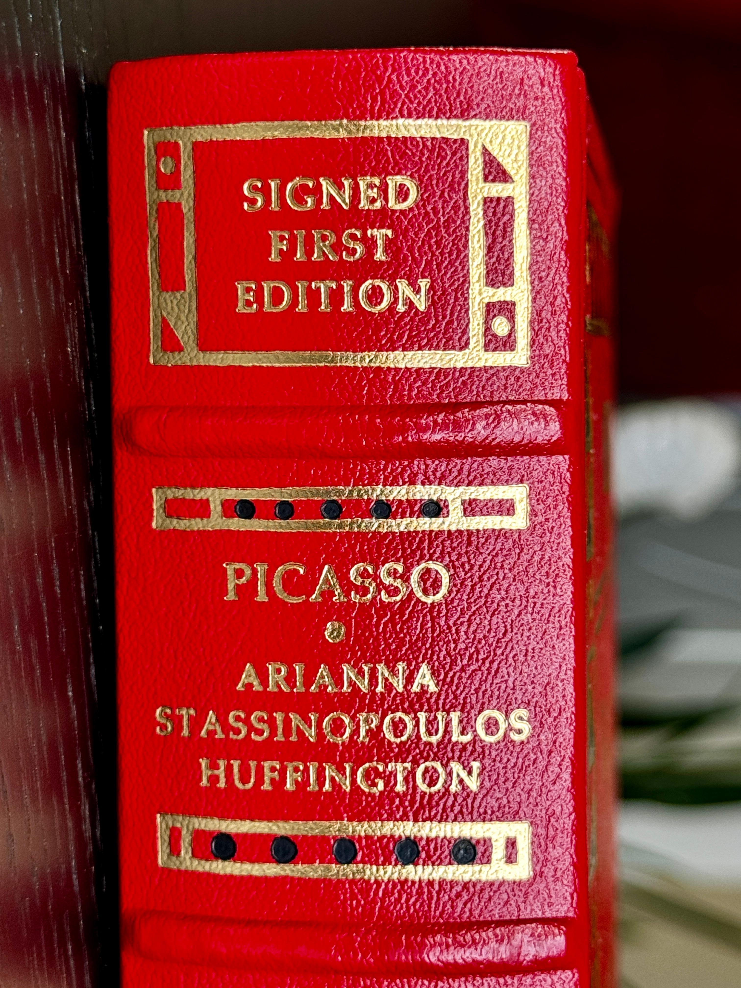 XX secolo Libro di Picasso rilegato in pelle e dorato autografato da Ariana Huffington in vendita