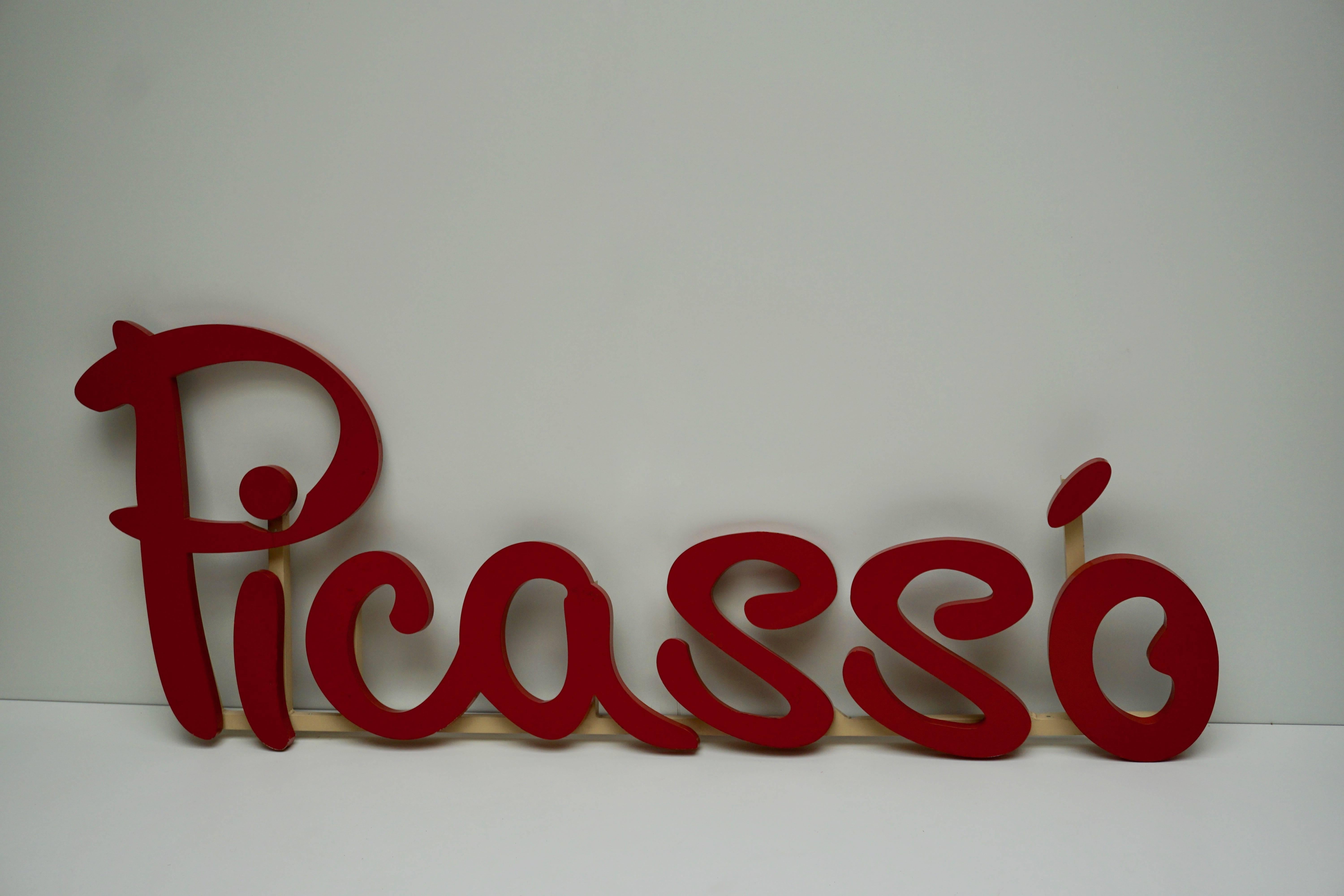 Picasso Light Advertising, Wall Light In Good Condition In Antwerp, BE