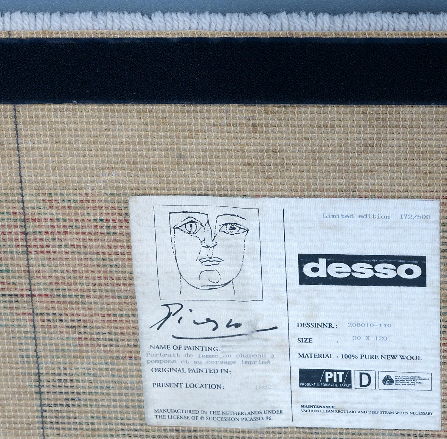 Mid-Century Modern Picasso Limited Edition Artist Rug by Desso, Netherlands 1996