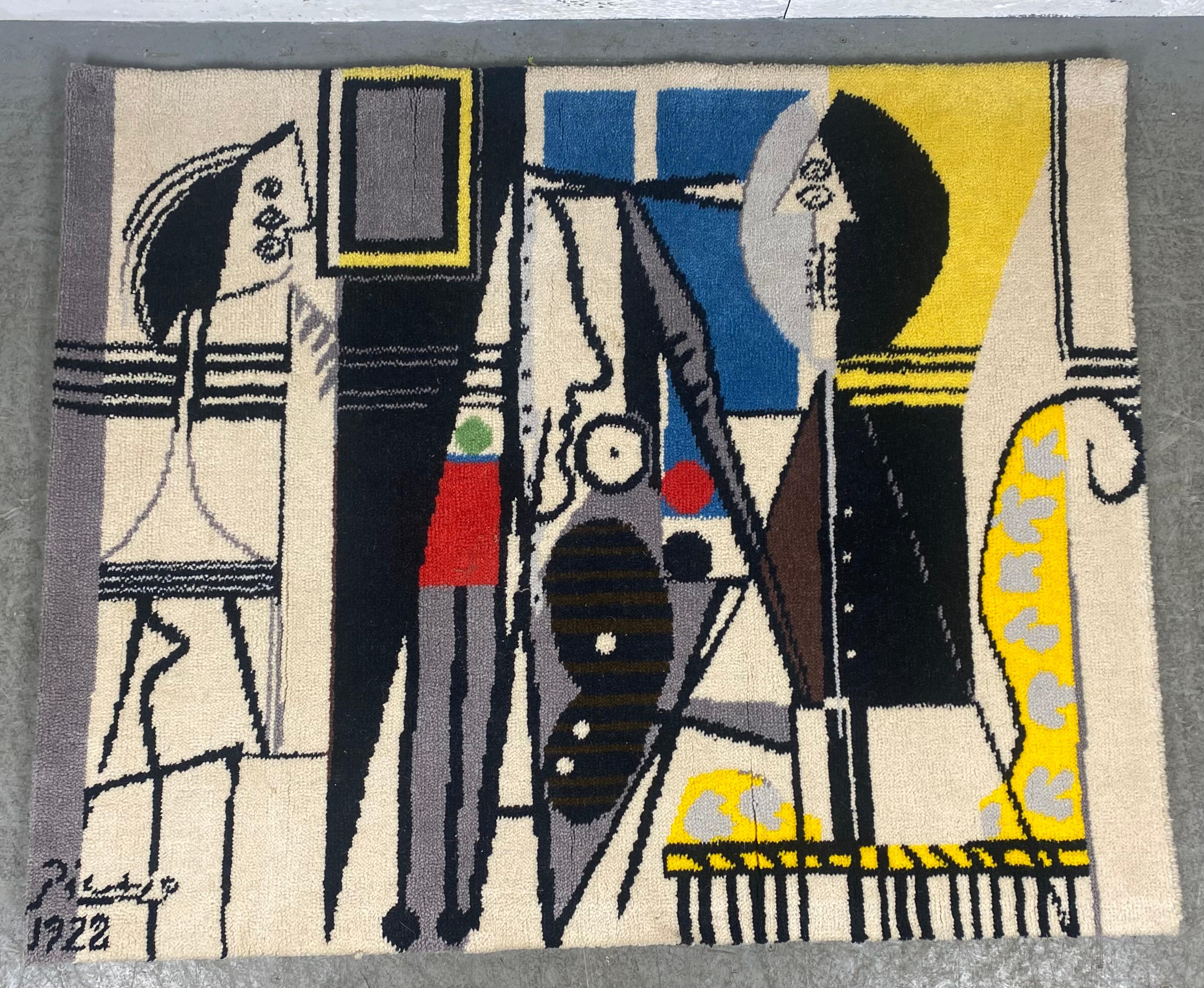 Folk Art Picasso Limited Edition Artist Rug/Wall hanging by Desso, Netherlands, 1996 For Sale