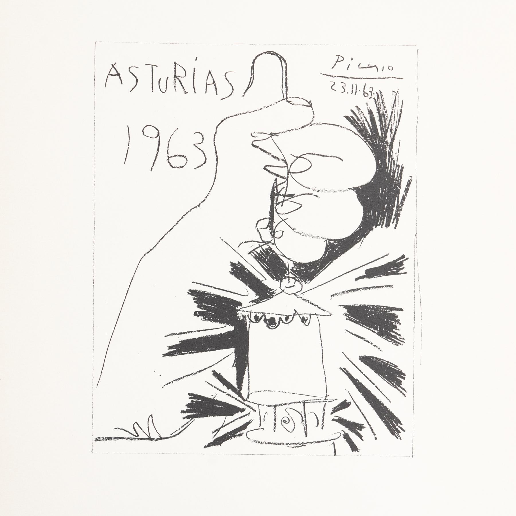 Mid-Century Modern Picasso Lithography, 'Asturias', 1963