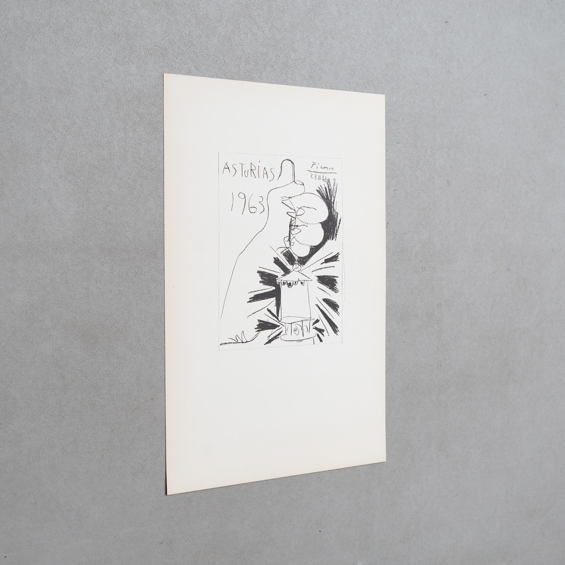 Mid-Century Modern Lithographie de Picasso, Asturias, 1963 en vente