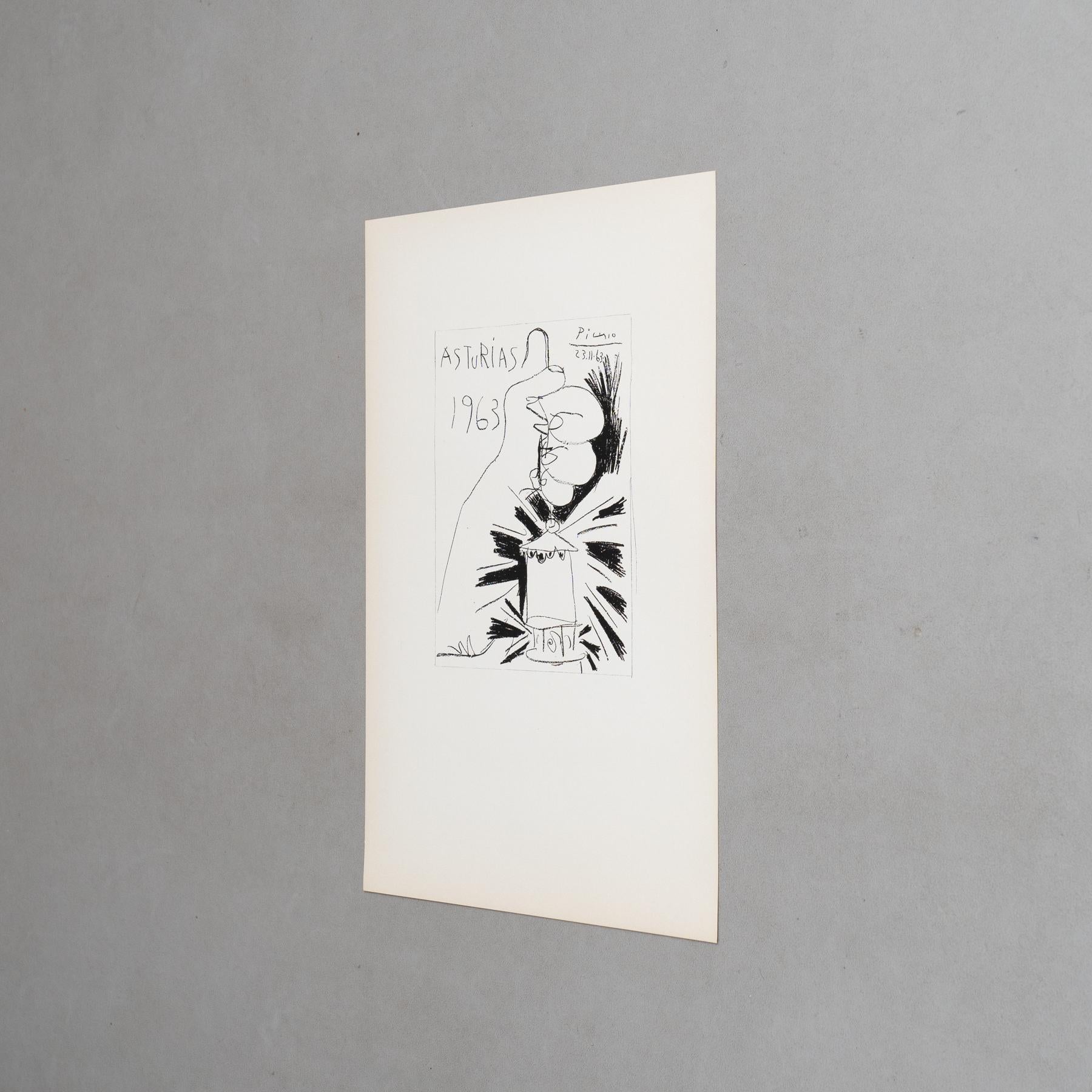 Espagnol Lithographie de Picasso, Asturias, 1963 en vente