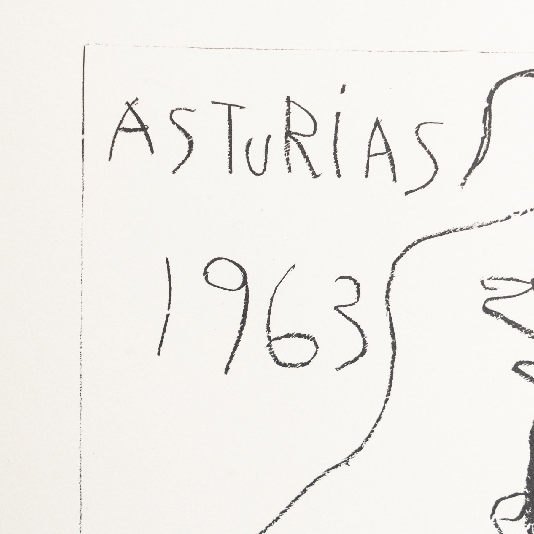 Picasso Lithography, 'Asturias', 1963 In Good Condition In Barcelona, Barcelona