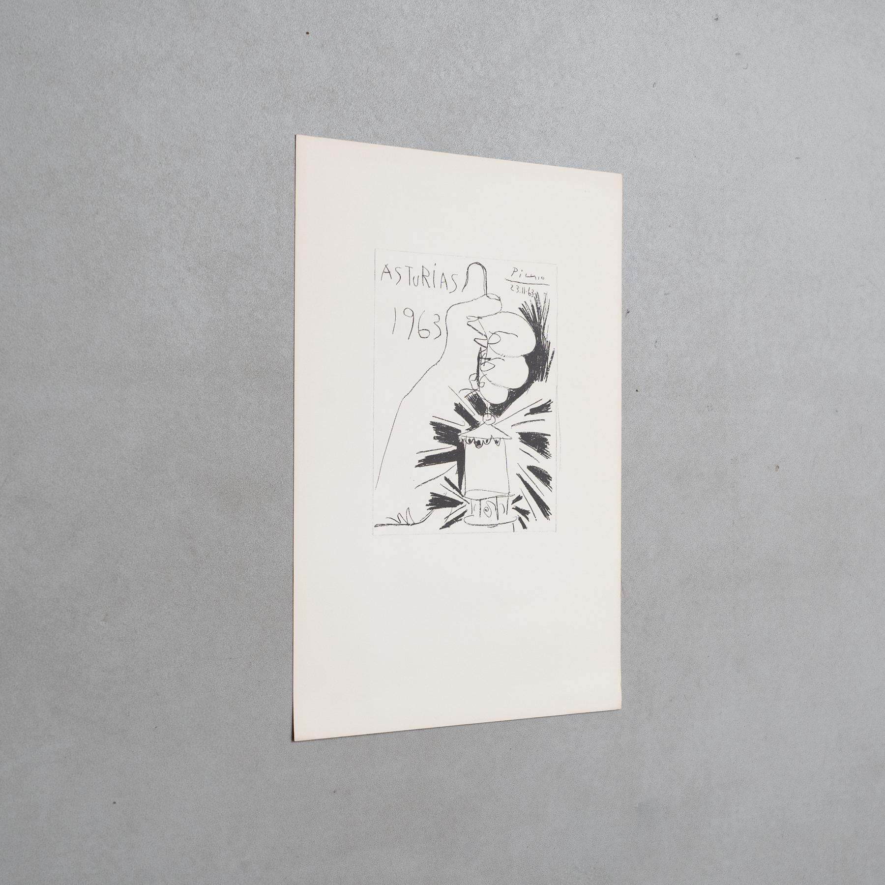 Milieu du XXe siècle Lithographie de Picasso, Asturias, 1963 en vente