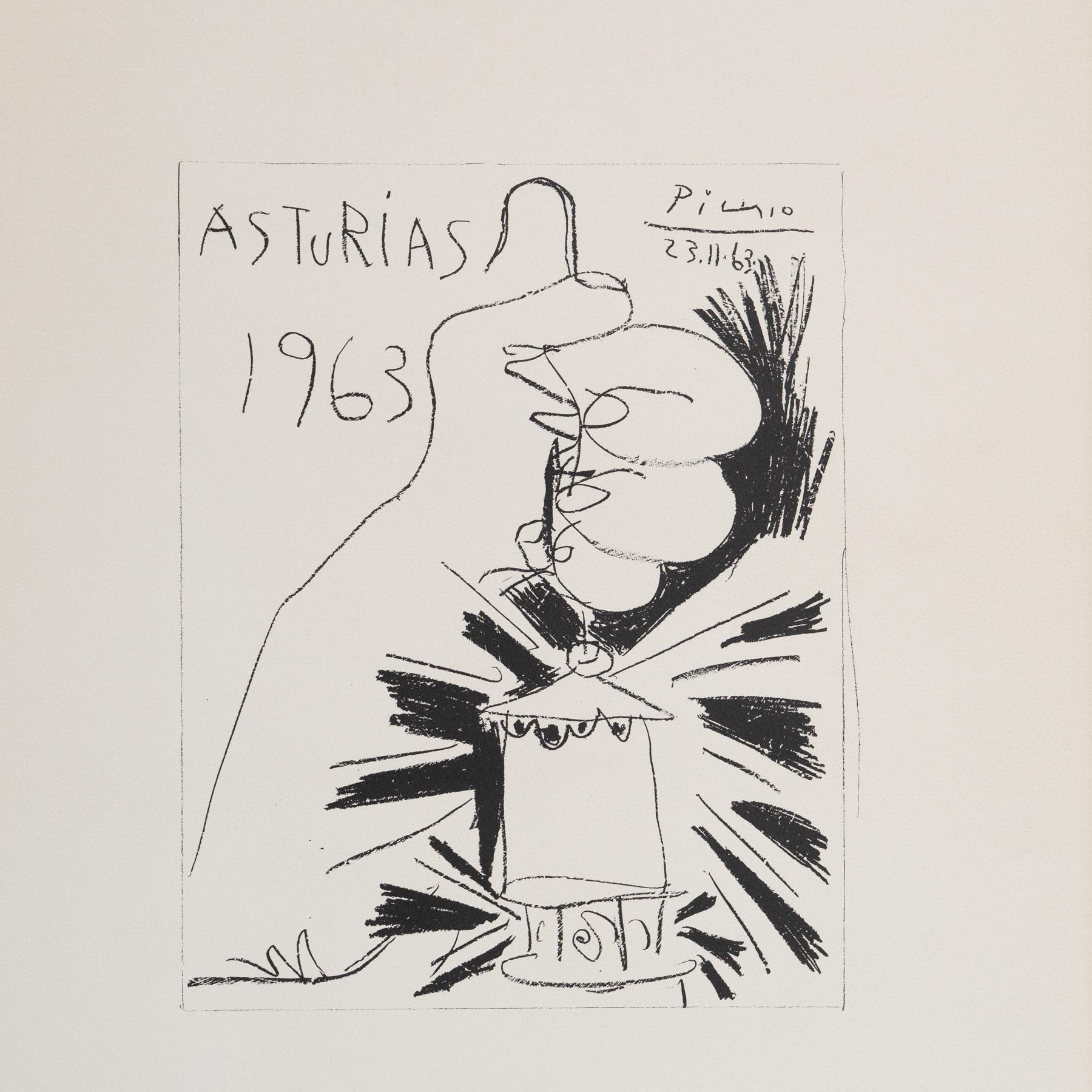 Picasso Lithografie, „Asturias“, 1963 im Angebot 1