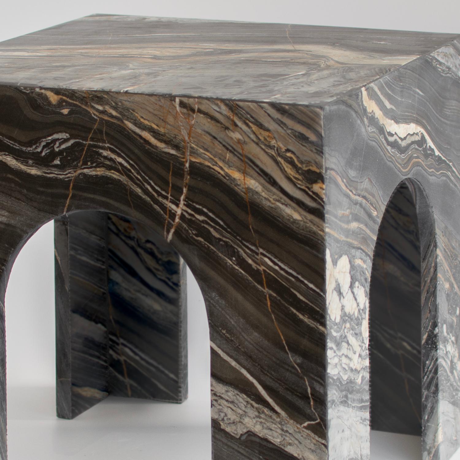 Hand-Crafted Picasso Marble Arch Side Table For Sale