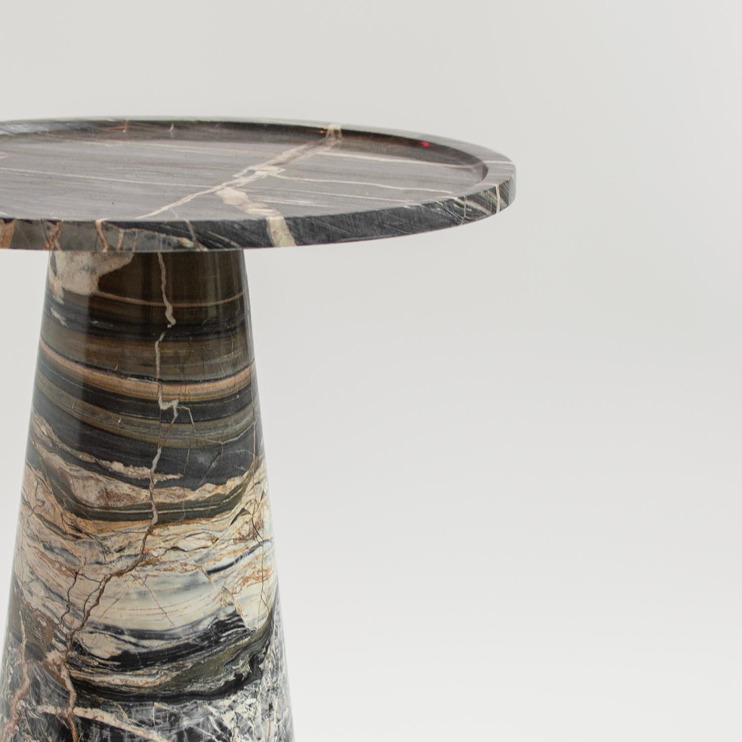 Dutch Picasso Marble Conic Side Table For Sale