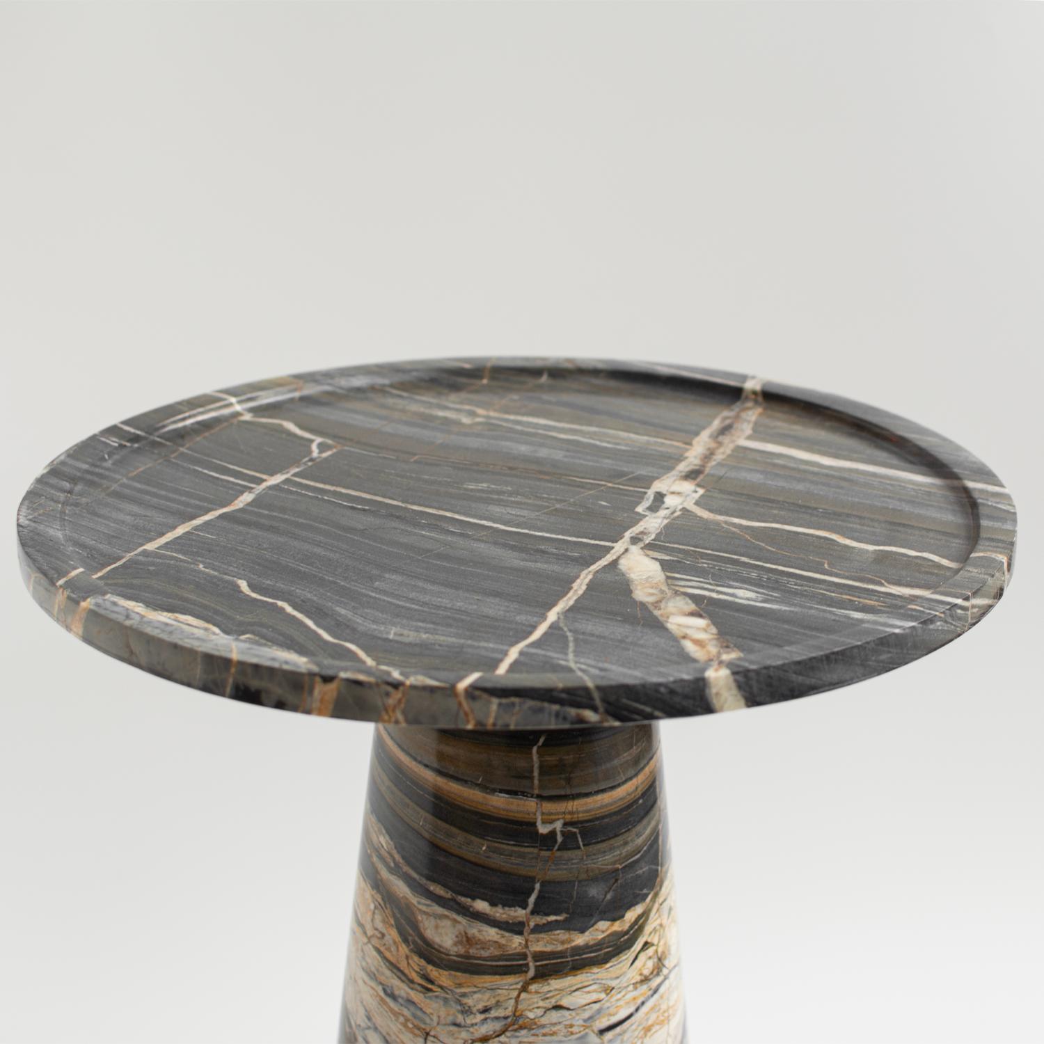 Hand-Crafted Picasso Marble Conic Side Table For Sale