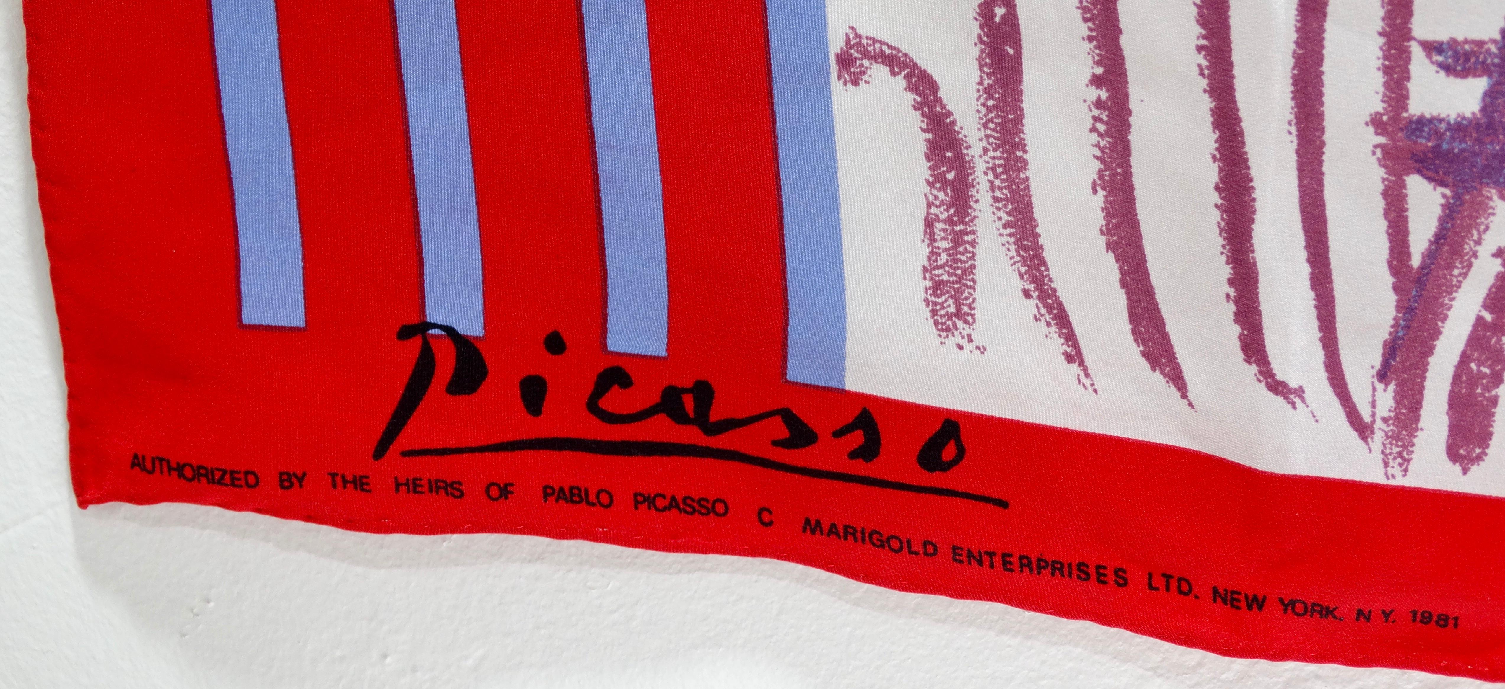 Picasso Marigold Enterprises 1980s Scarf In Good Condition In Scottsdale, AZ