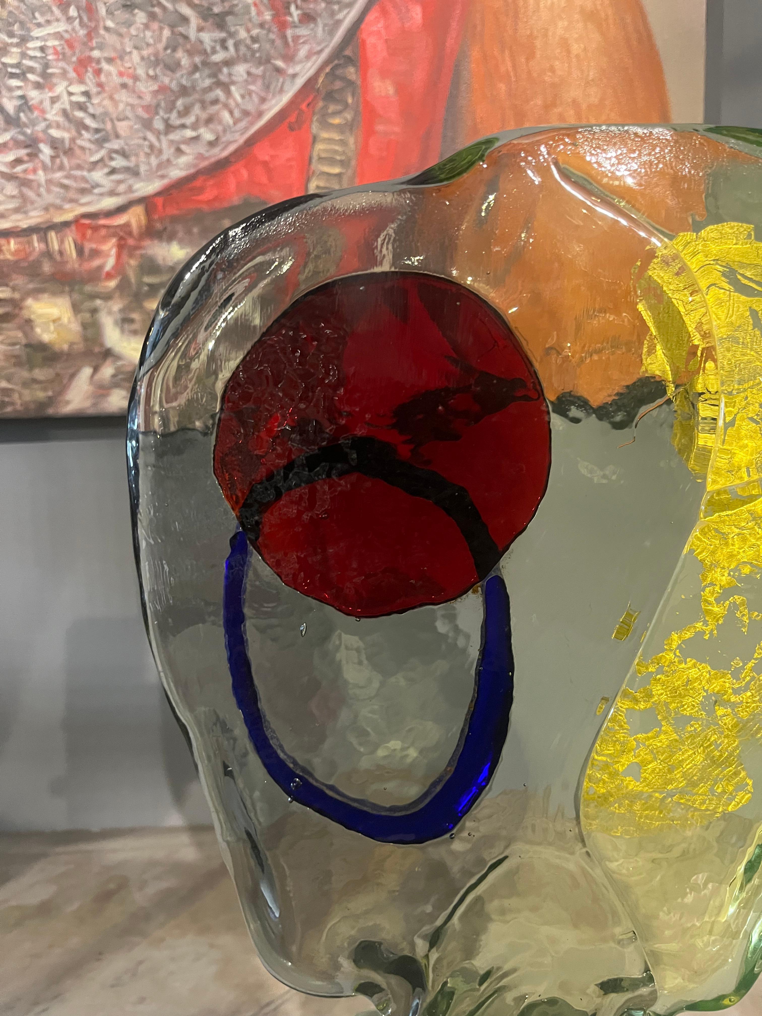 Late 20th Century Picasso medallion attributable to Badioli in Murano glass from the 90s For Sale