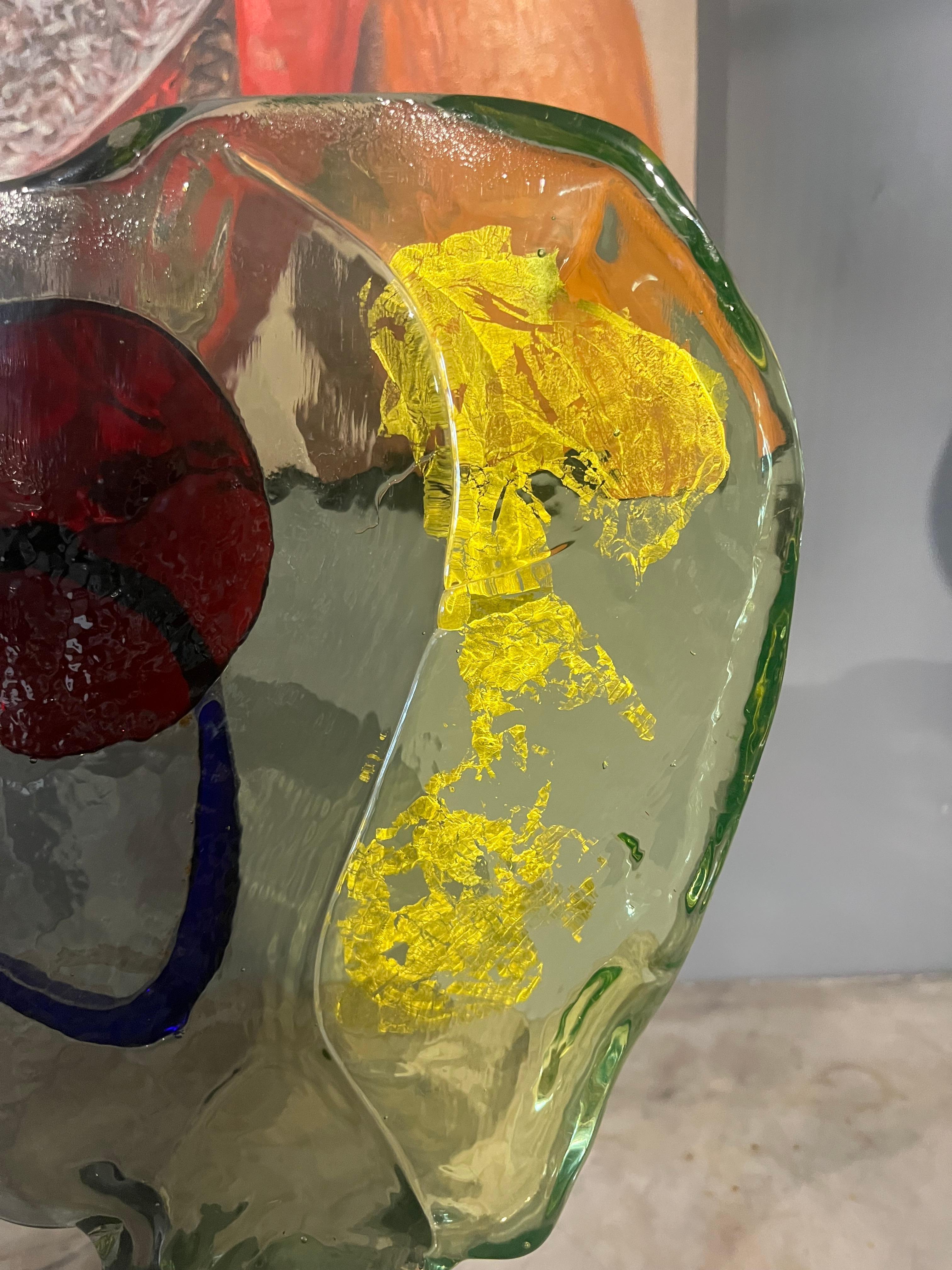 Murano Glass Picasso medallion attributable to Badioli in Murano glass from the 90s For Sale