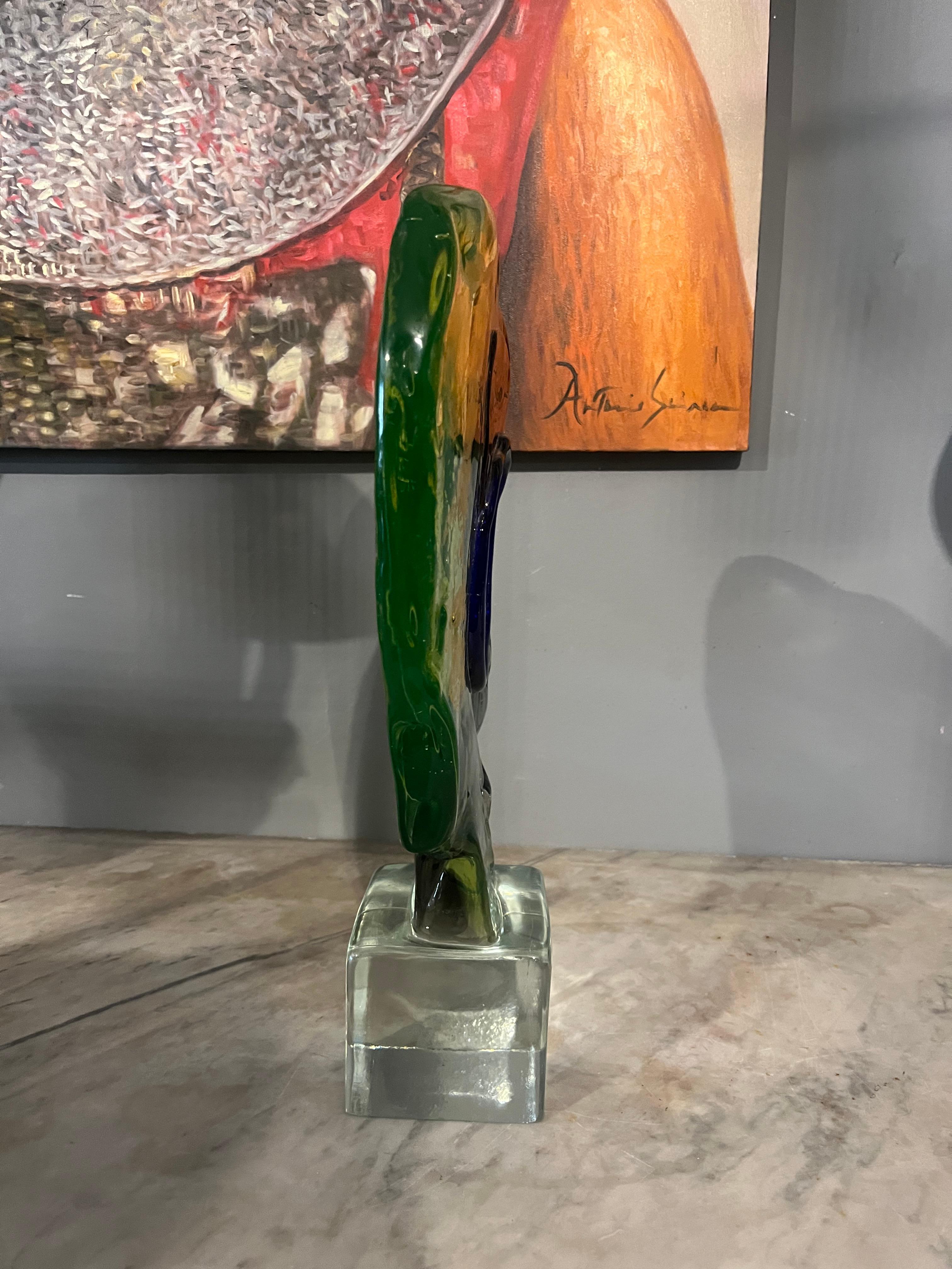 Picasso medallion attributable to Badioli in Murano glass from the 90s For Sale 2