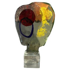 Picasso medallion attributable to Badioli in Murano glass from the 90s