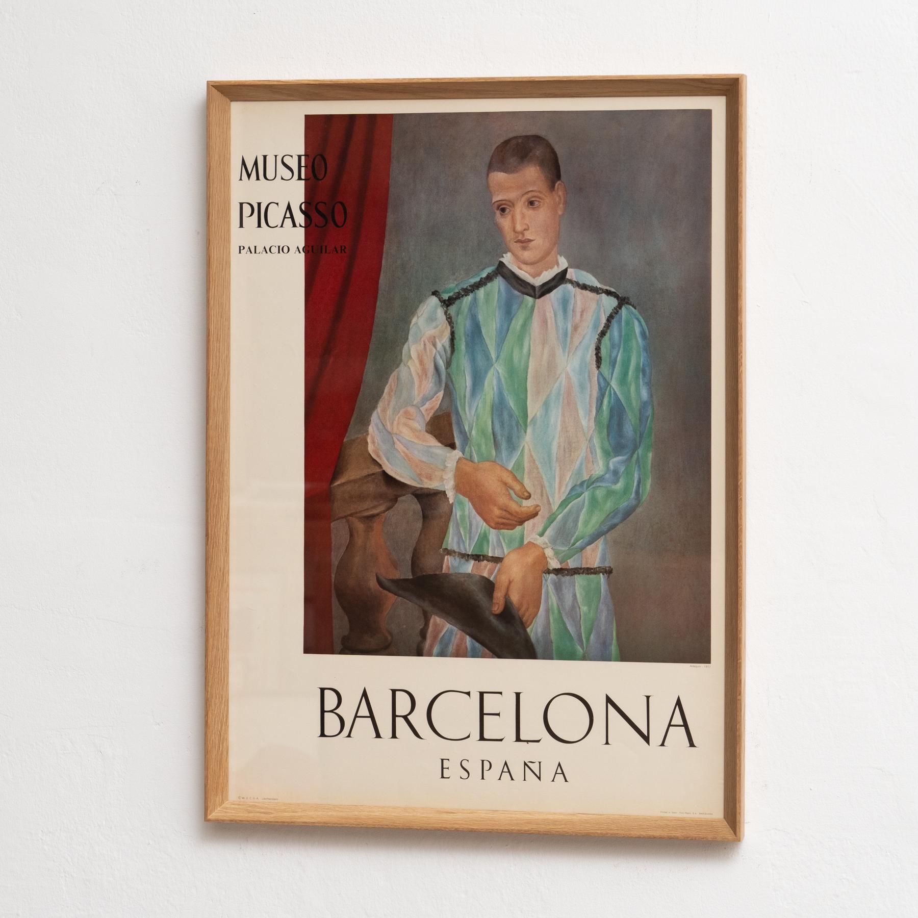 Spanish Picasso Museum Marvel: Vintage 'Arlequin' Framed Original Poster - 1966 For Sale