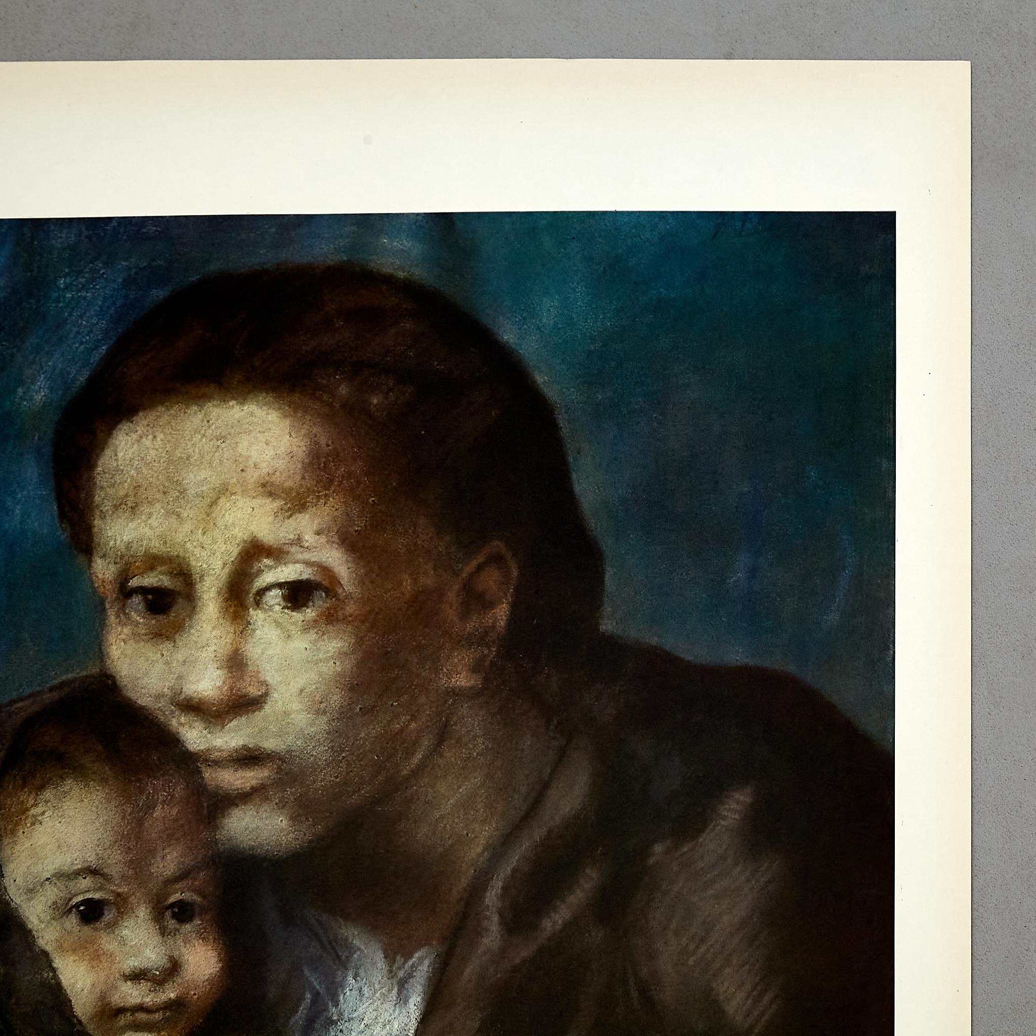 Picasso Museum Poster von Mère et Enfant au Fichu von Pablo Picasso, um 1966. (Spanisch) im Angebot