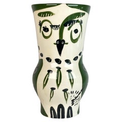 Picasso Owl Pottery Vase, Stamped Padilla Edition