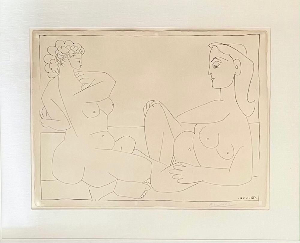 Picasso Pablo Deux Femmes Sur La Plage, Pablo Deux Femmes, 1956 (Moderne der Mitte des Jahrhunderts) im Angebot