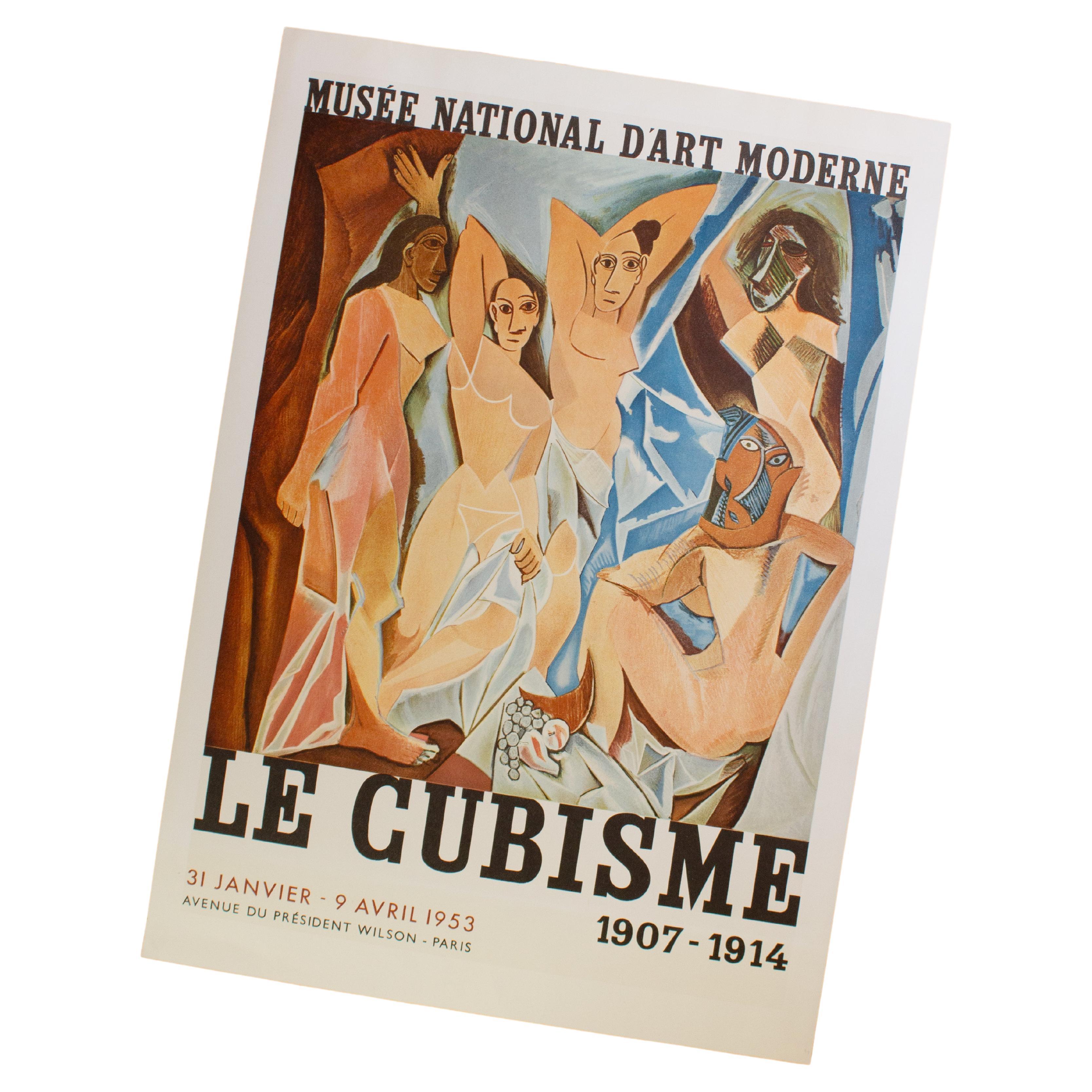 Vintage Original Pablo Picasso Lithographie Poster in Farben, für eine Ausstellung im Musee National d'Art Moderne, Paris (National Museum of Modern Art) erstellt.  
Aus der Auflage von 1000 Exemplaren - nur sehr wenige Exemplare sind in gutem