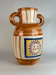 Picasso-Keramikvase, doppelseitige Urnenform mit Sonne, Auflage Padilla Mexico