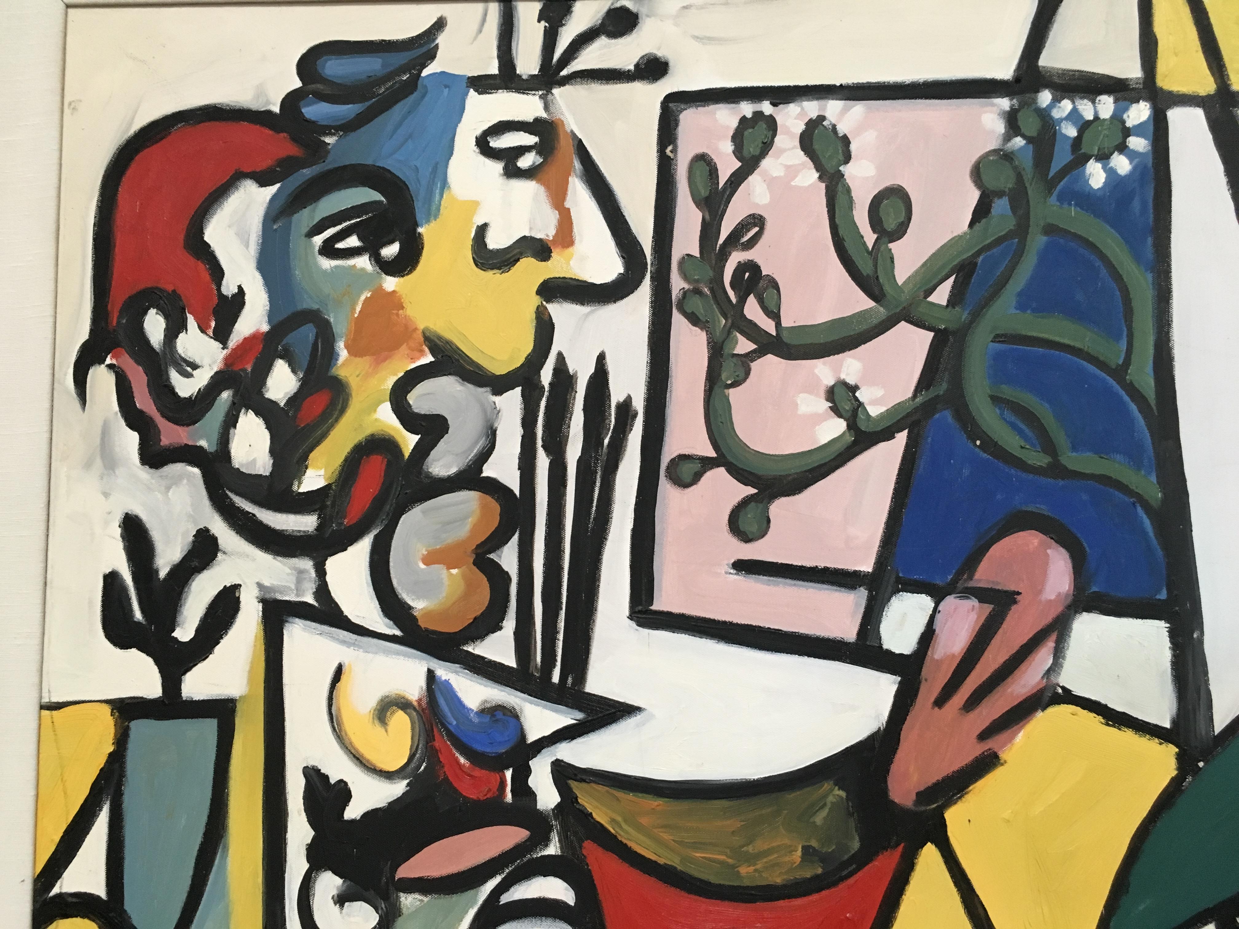 Picasso Style Painting by Ellen Schraeder In Good Condition In Denton, TX