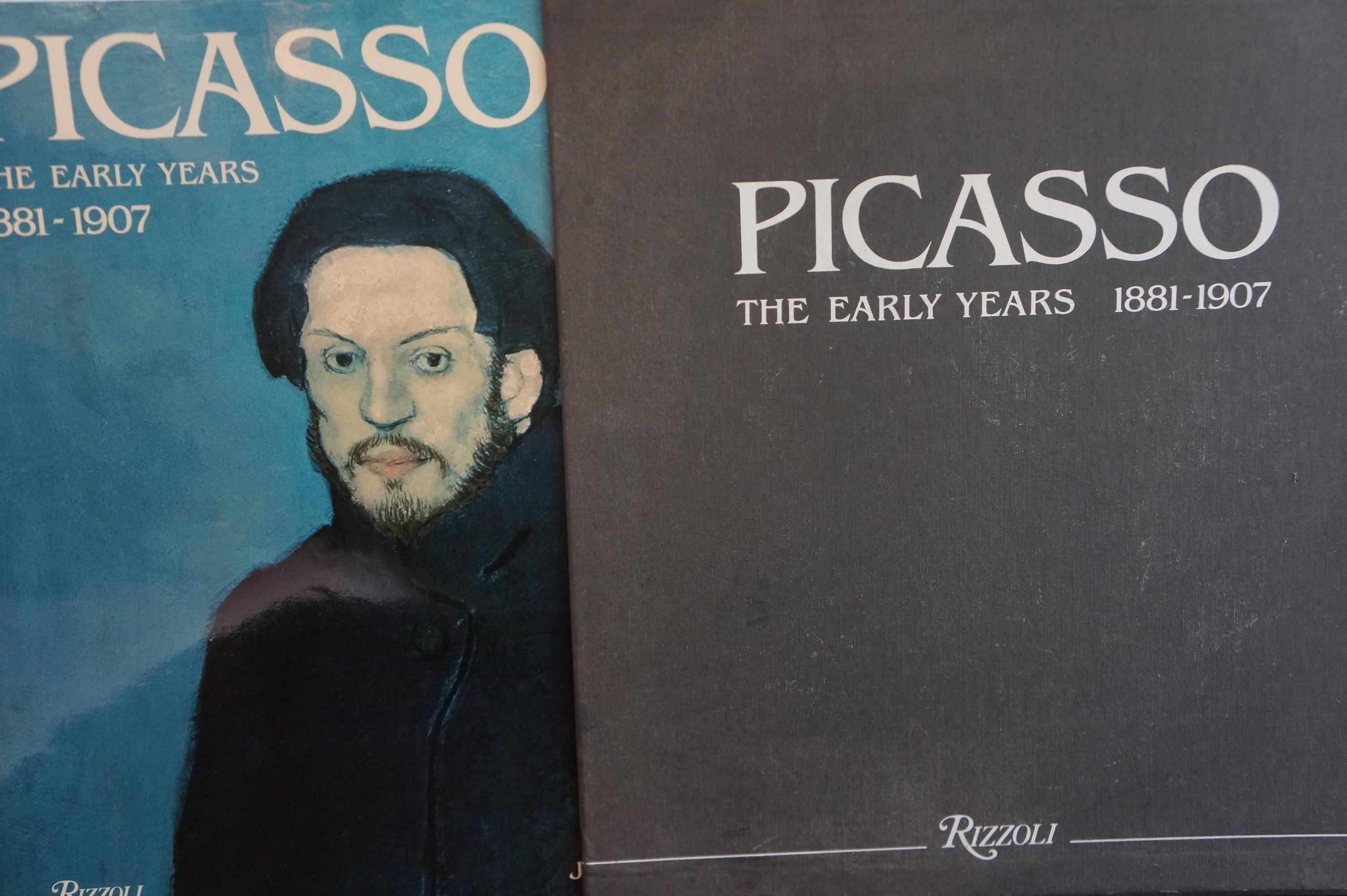 Pablo Picasso Book by Palau I Fabre detailing Picasso’s work from 1881 to 1907. Published by Rizzoli, New York in 1981. This hardcover book comes with a hardcover sleeve. The book itself is in great condition, the hard cover sleeve has some wear.