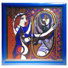 Vintage Picasso Unique Framed Scarf, circa 1960