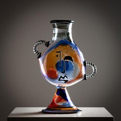 Jarrón Picasso de cristal de Murano de Mario Badioli, Italia Años 90