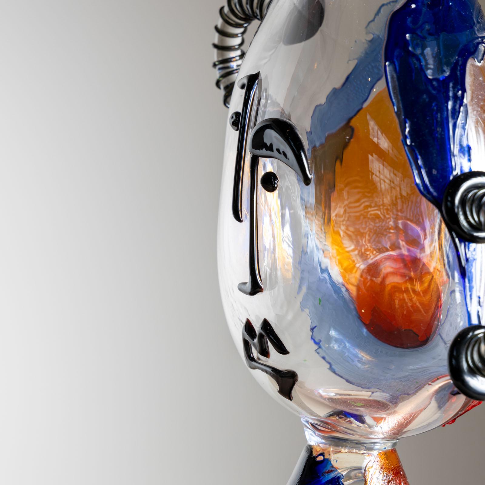 Picasso Vase in Murano Glass by Mario Badioli, Italy 1990s In Good Condition In Greding, DE