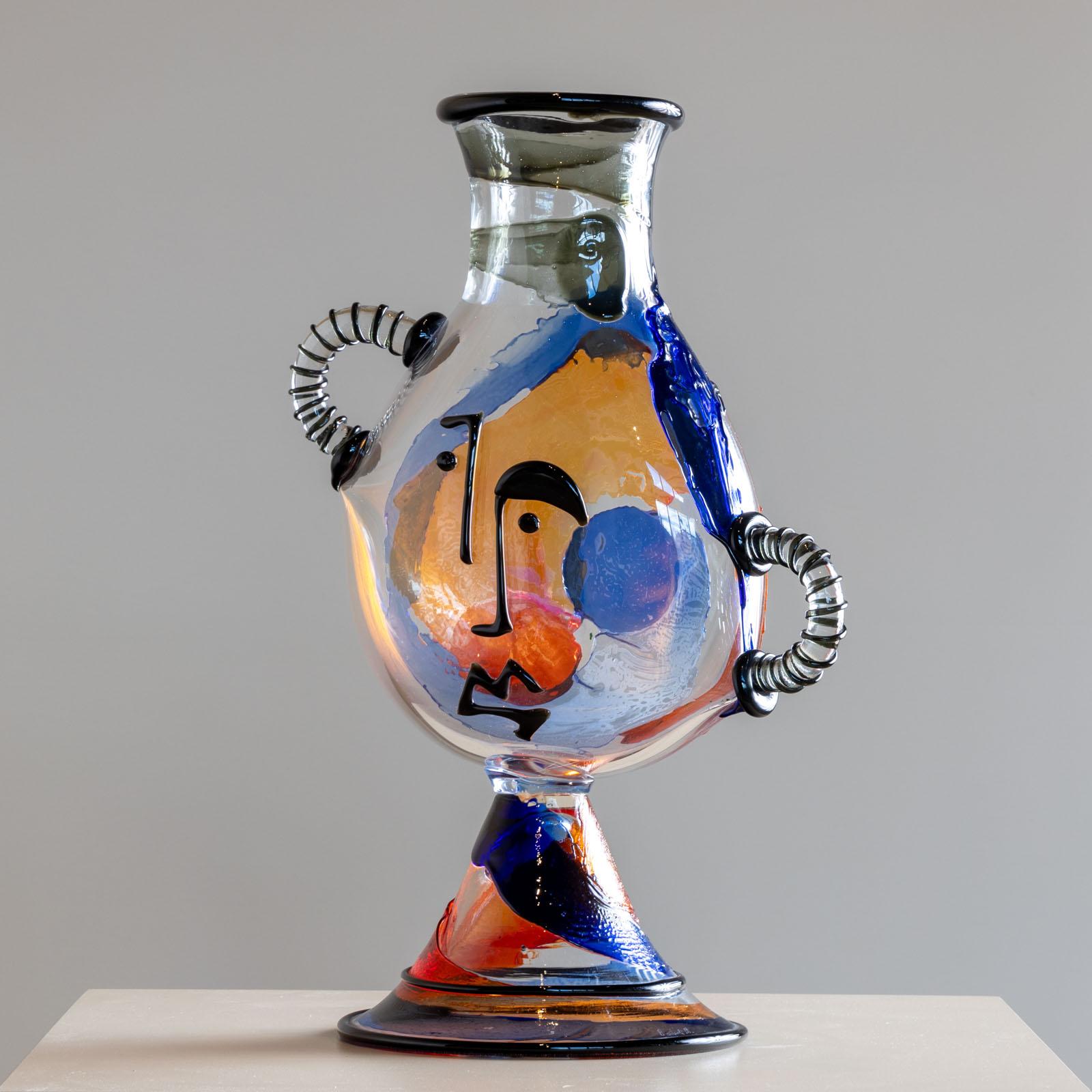 Late 20th Century Picasso Vase in Murano Glass by Mario Badioli, Italy 1990s