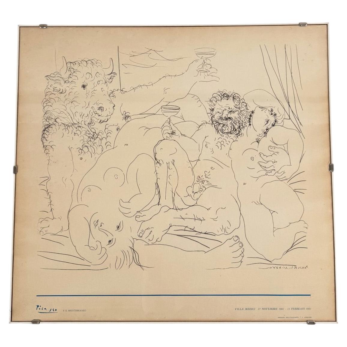 Picasso, Vintage Ausstellungsplakat, Villa Medici, Suite Vollard, 1983.
