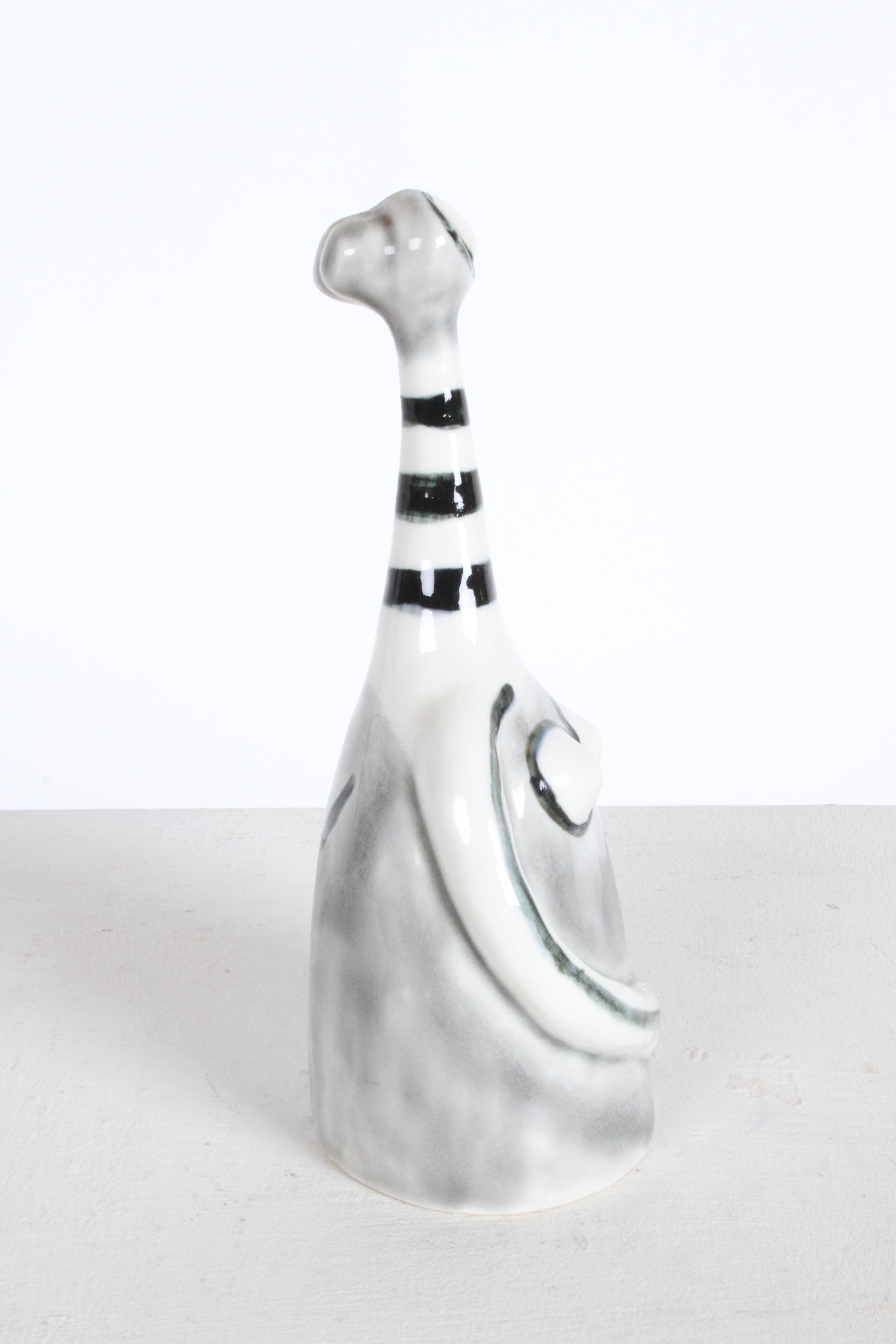 Mexican Picassoesque Ceramic Figure Dinner Bell by Jack Squier for Howat Kilns - Mexico For Sale