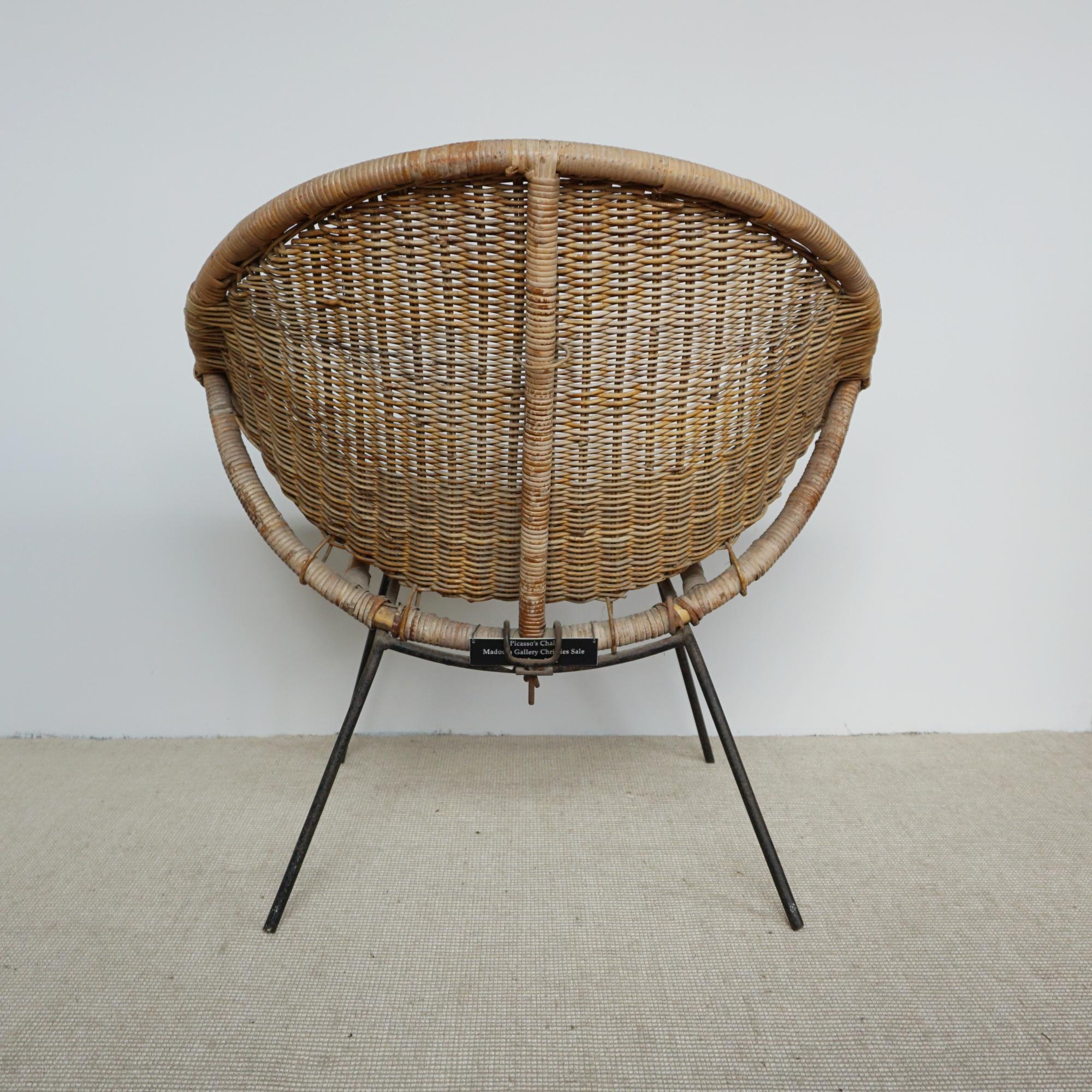 Picasso's Wicker and Steel Chair from the Madoura Collection Circa 1960 For Sale 1