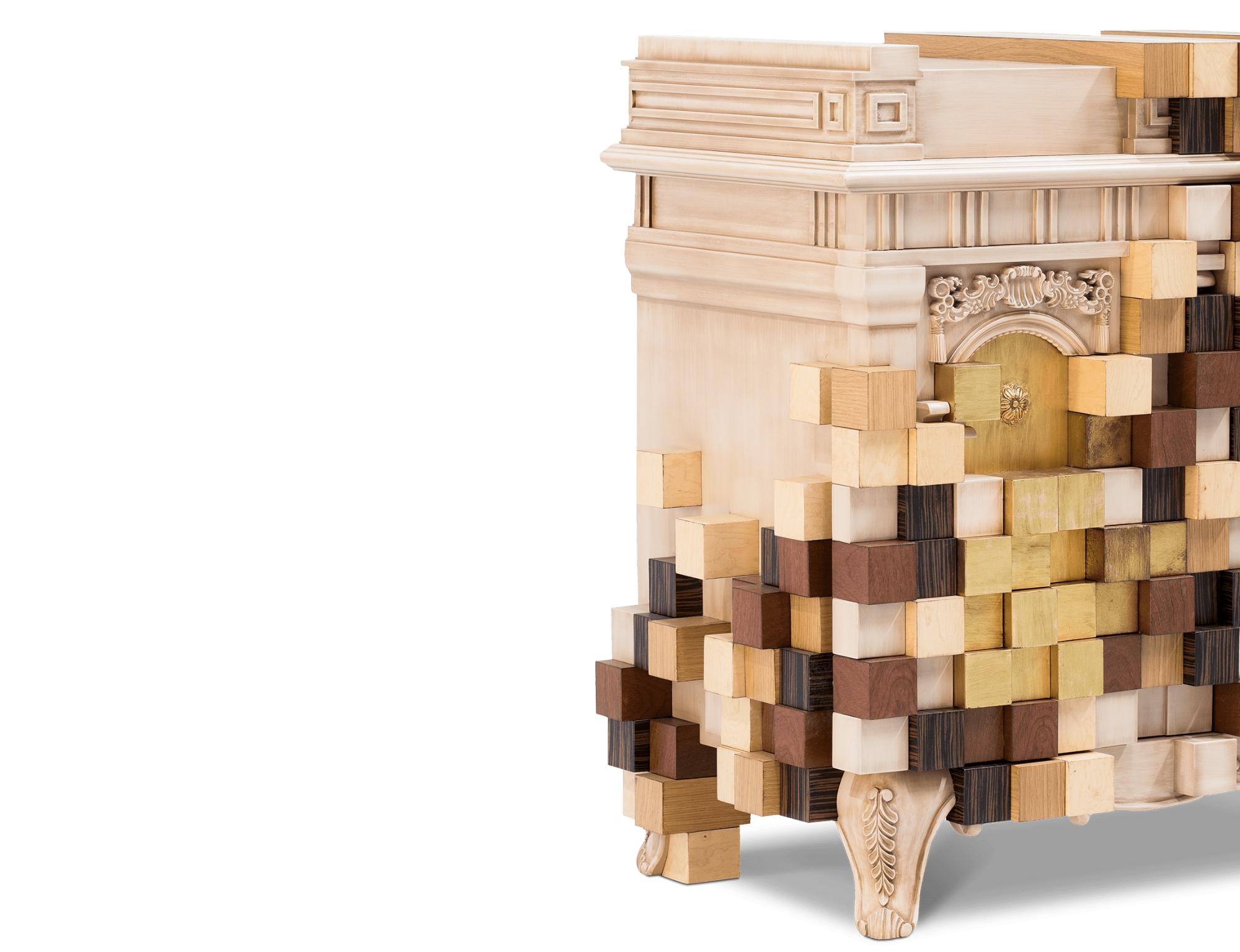 Portuguese Piccadelly Sideboard - Hand-Crafted Wood, Marquetry & Mirror - Boca do Lobo For Sale