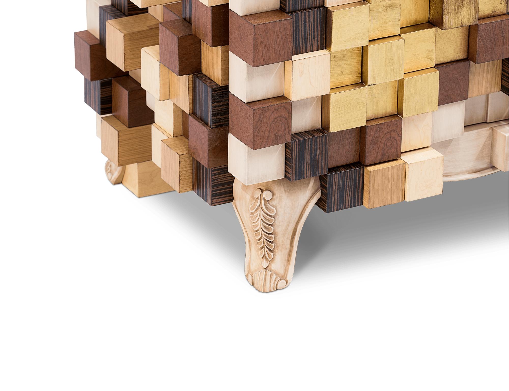 Varnished Piccadelly Sideboard - Hand-Crafted Wood, Marquetry & Mirror - Boca do Lobo For Sale