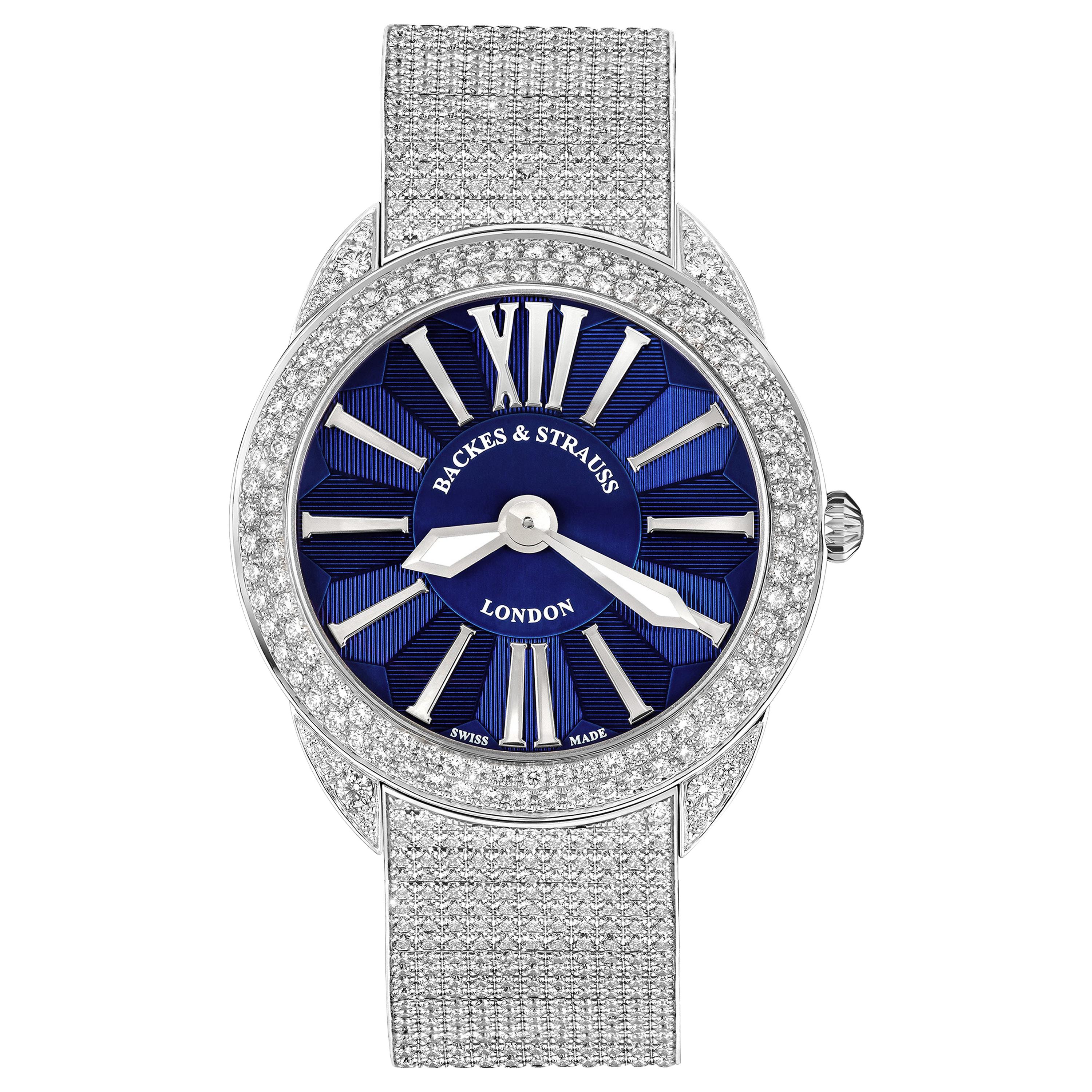 Piccadilly Renaissance 40 Luxury Diamond Watch Men and Women, White Gold For Sale