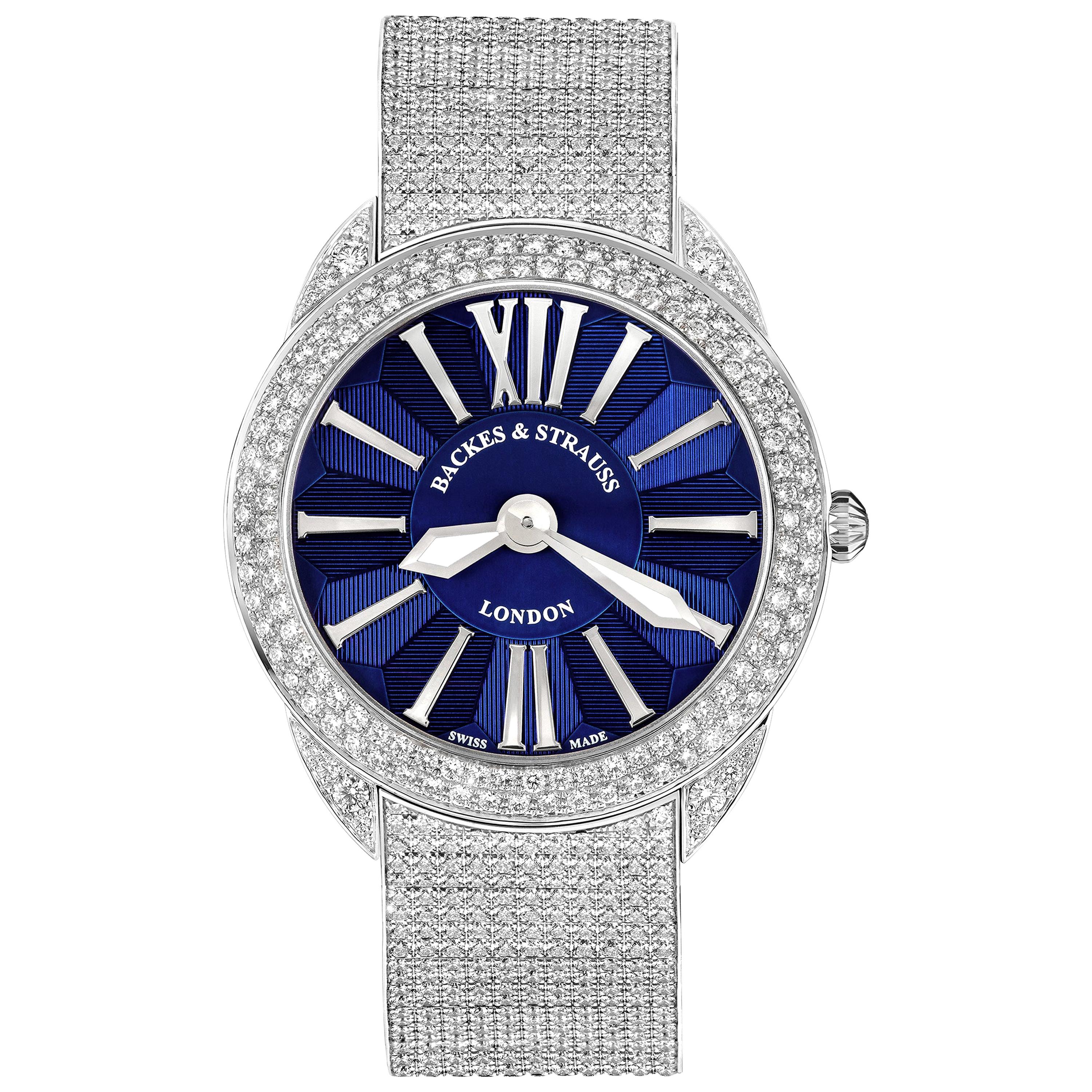 Piccadilly Renaissance 40 Luxury Diamond Watch Men's and Women, White Gold For Sale