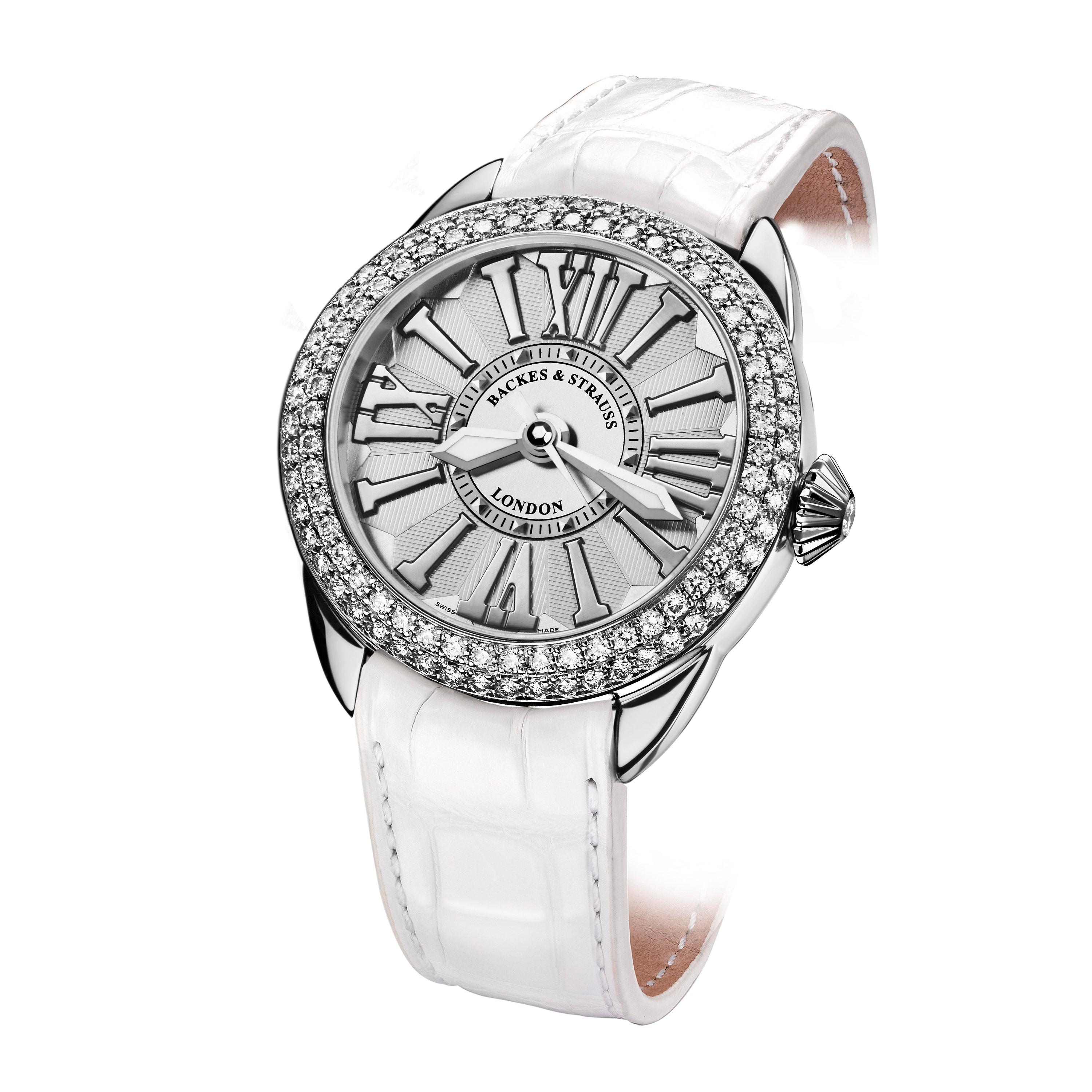 Piccadilly Steel 33 SP is a luxury diamond watch for women crafted in Stainless Steel, featuring the white dial with steel Roman numerals, quartz movement. The case and crown are set with white Ideal Cut diamonds. It is a 33 mm casual watch with the