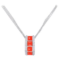 Picchiotti 18 Karat Coral and Diamond Pendant