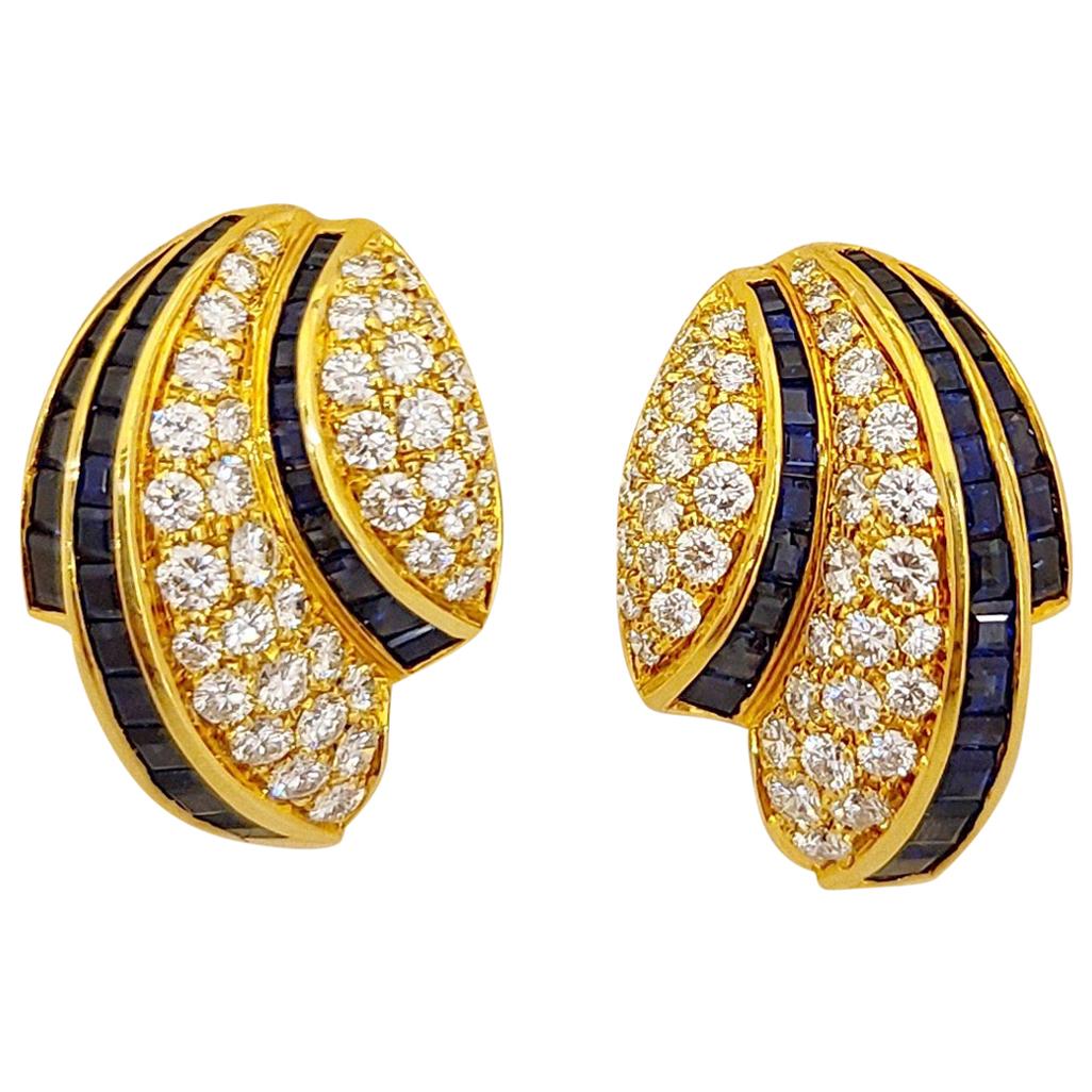 Picchiotti 18 Karat Gold 4.58 Carat Sapphire and 2.32 Carat Diamond Earrings For Sale