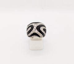 Picchiotti 18 Karat White Gold .84 Carat Diamond & Black Onyx Tiger Pattern Ring